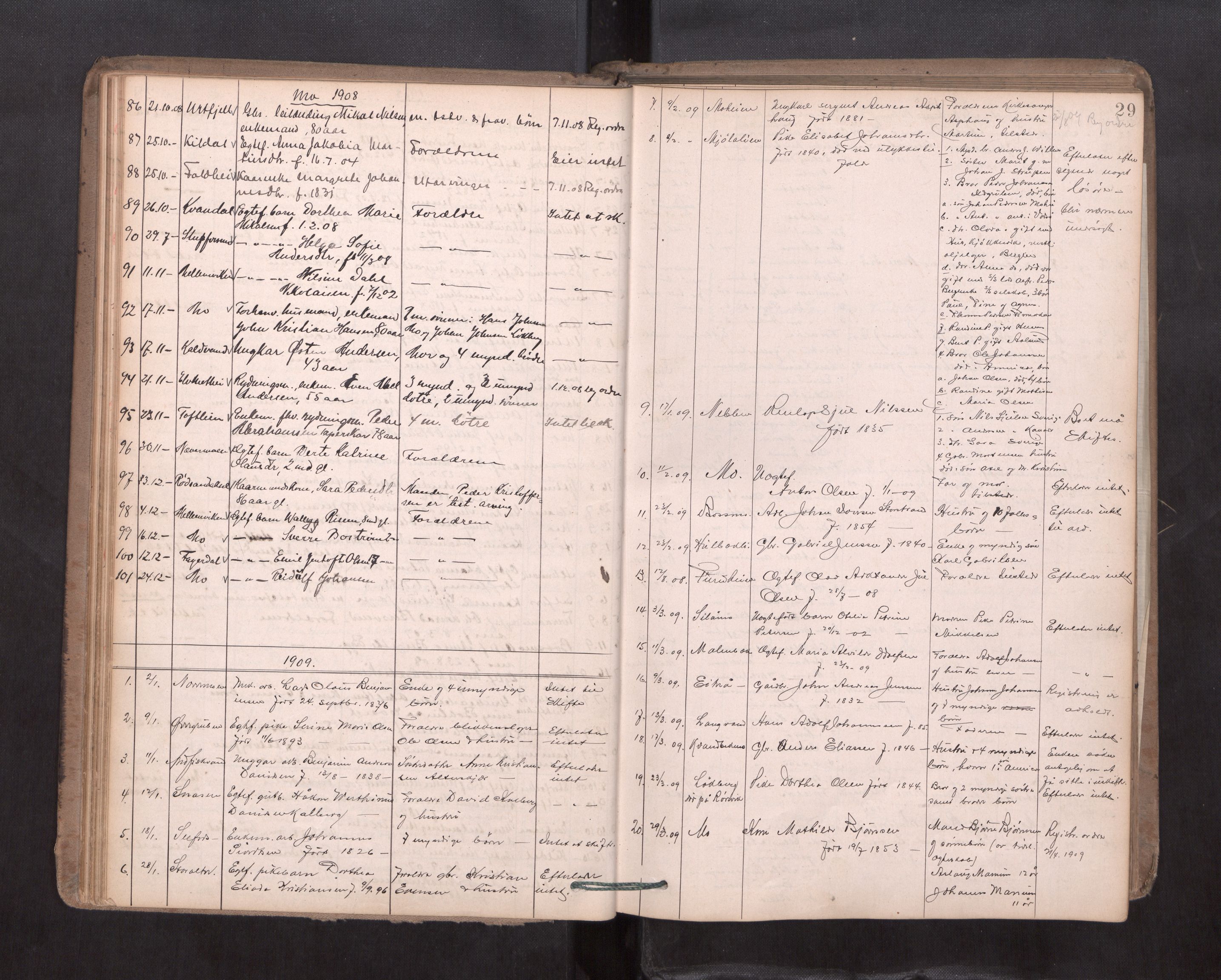 Rana sorenskriveri , AV/SAT-A-1108/1/3/3L/L0003: Dødsanmeldelsesprotokoll, 1888-1914, p. 29