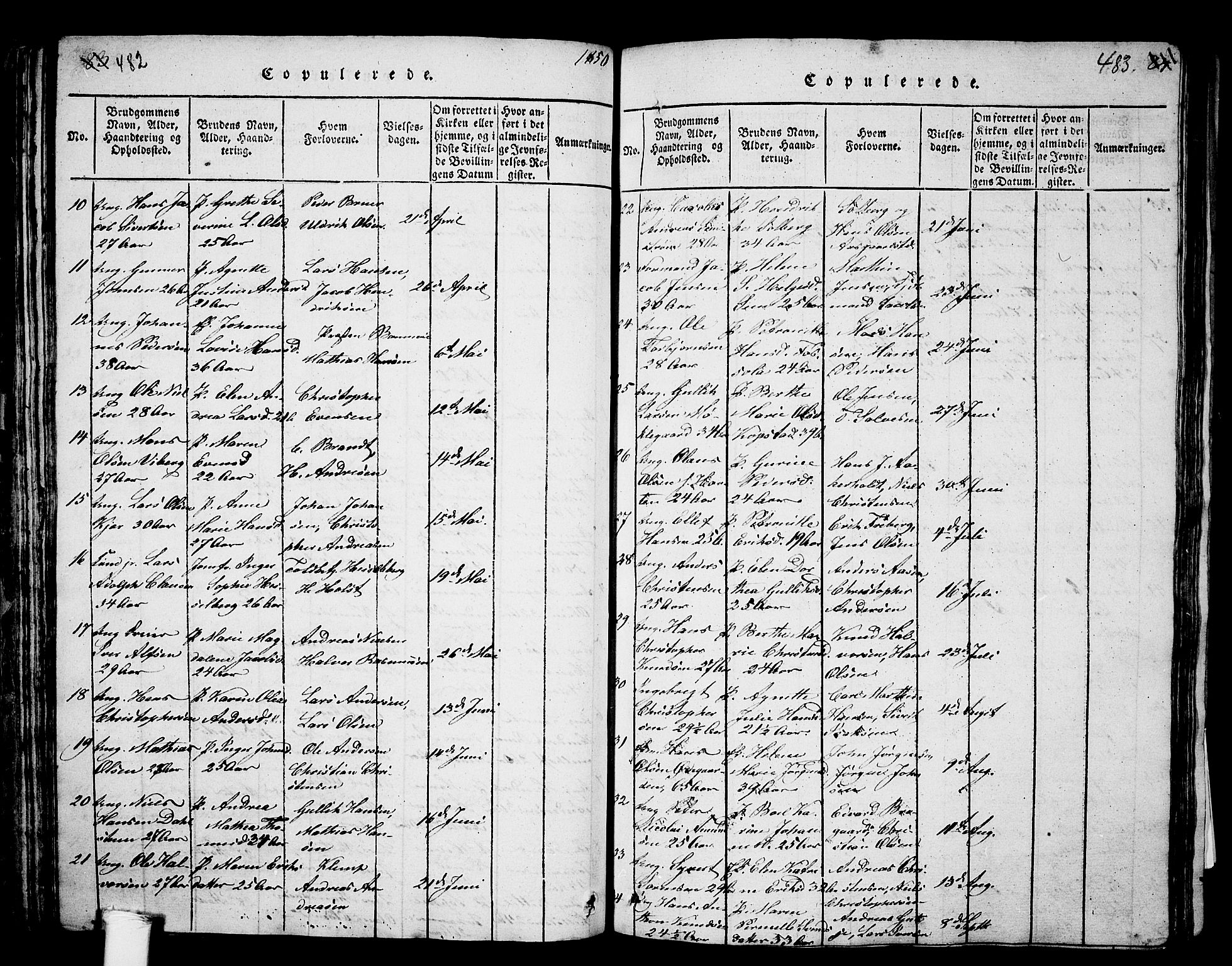 Borre kirkebøker, AV/SAKO-A-338/G/Ga/L0001: Parish register (copy) no. I 1, 1815-1851, p. 482-483