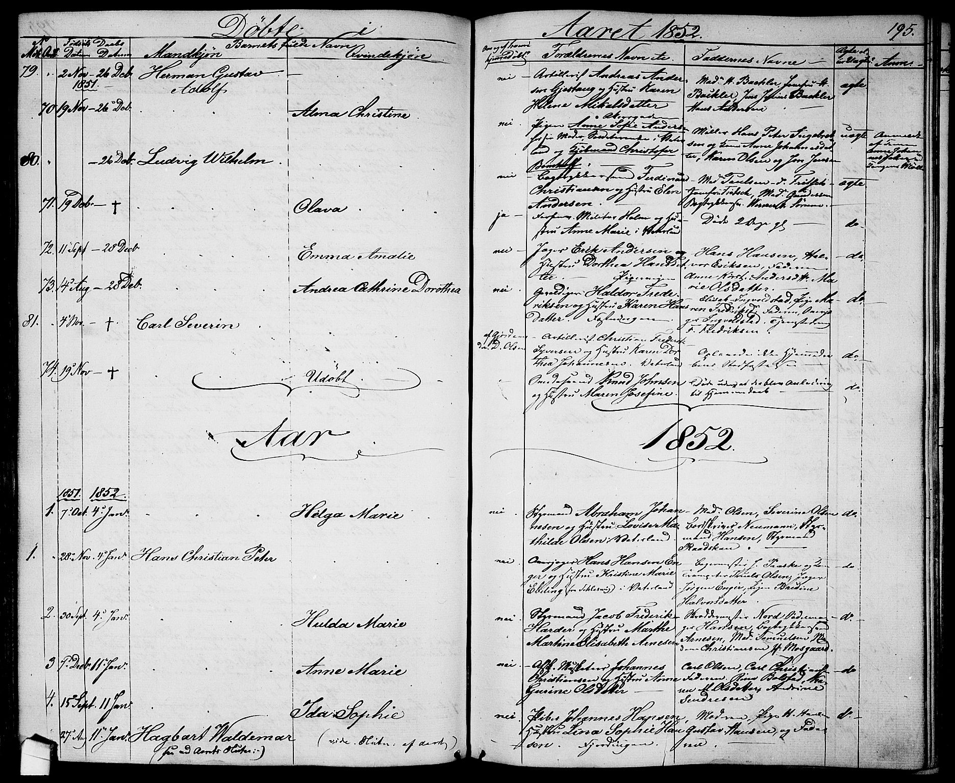 Garnisonsmenigheten Kirkebøker, AV/SAO-A-10846/G/Ga/L0005: Parish register (copy) no. 5, 1841-1860, p. 195