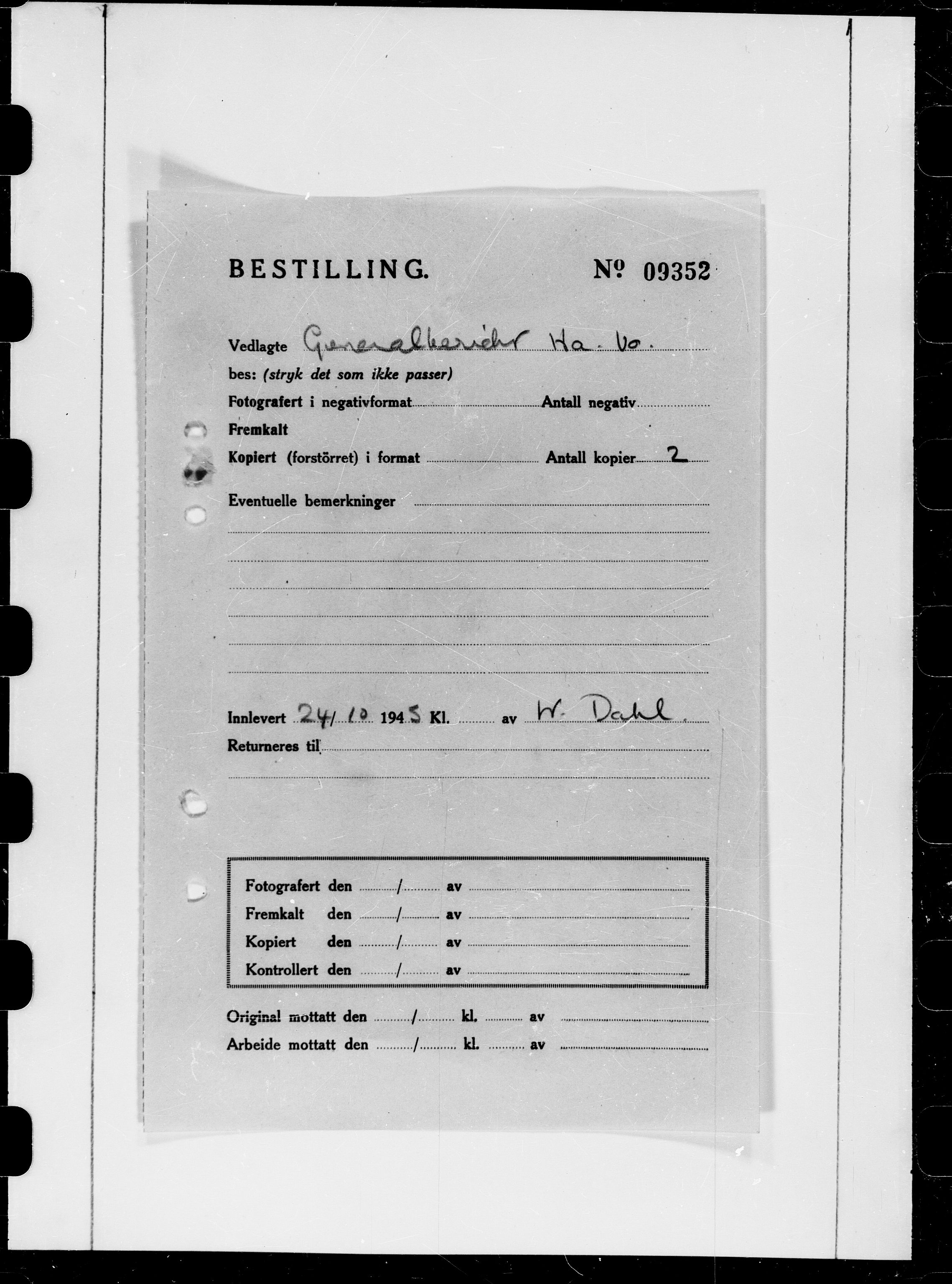 Documents Section, RA/RAFA-2200/V/L0073: Film med FO IIs bestillingsnummer., 1940-1945, p. 533