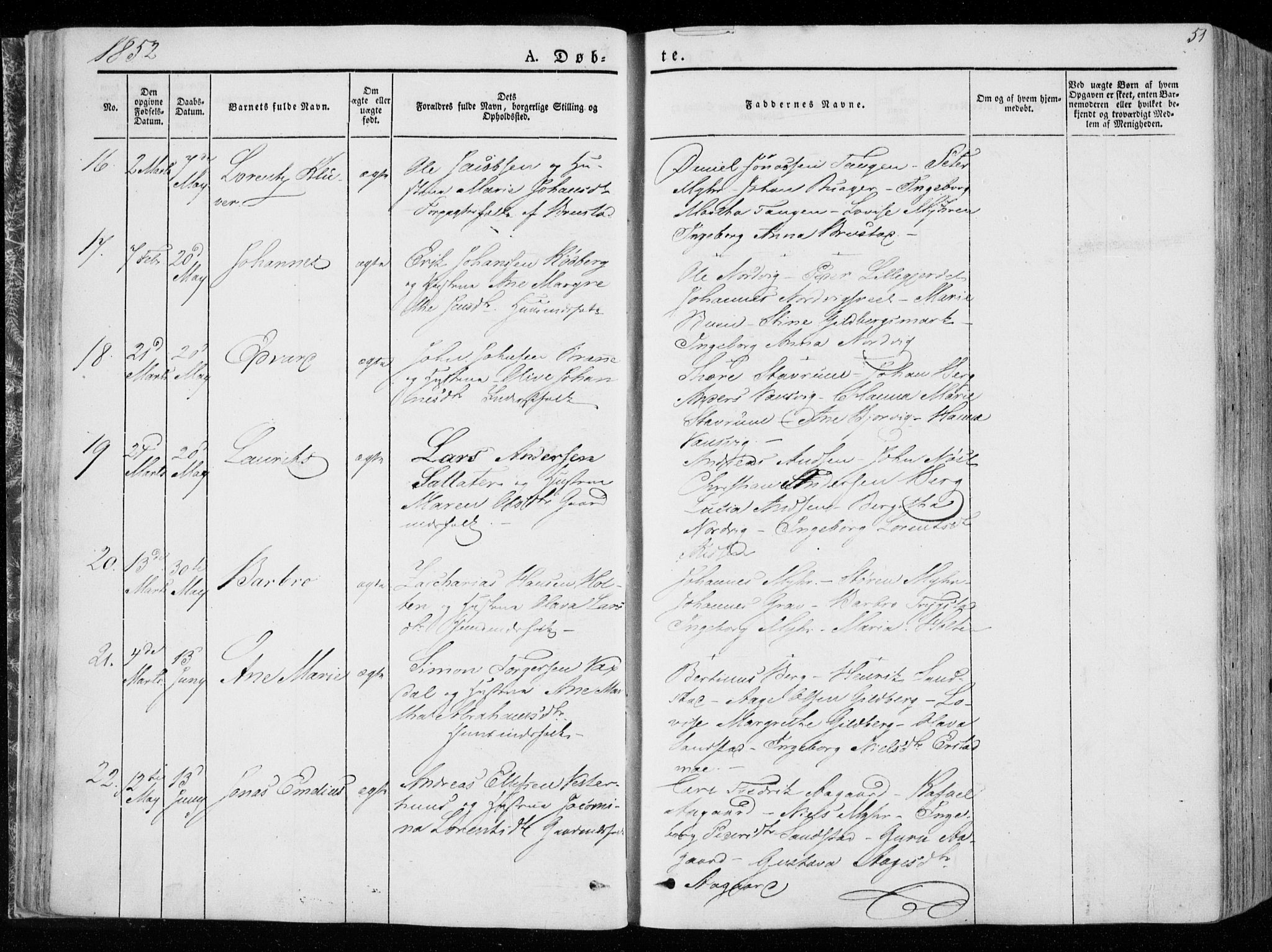 Ministerialprotokoller, klokkerbøker og fødselsregistre - Nord-Trøndelag, AV/SAT-A-1458/722/L0218: Parish register (official) no. 722A05, 1843-1868, p. 51