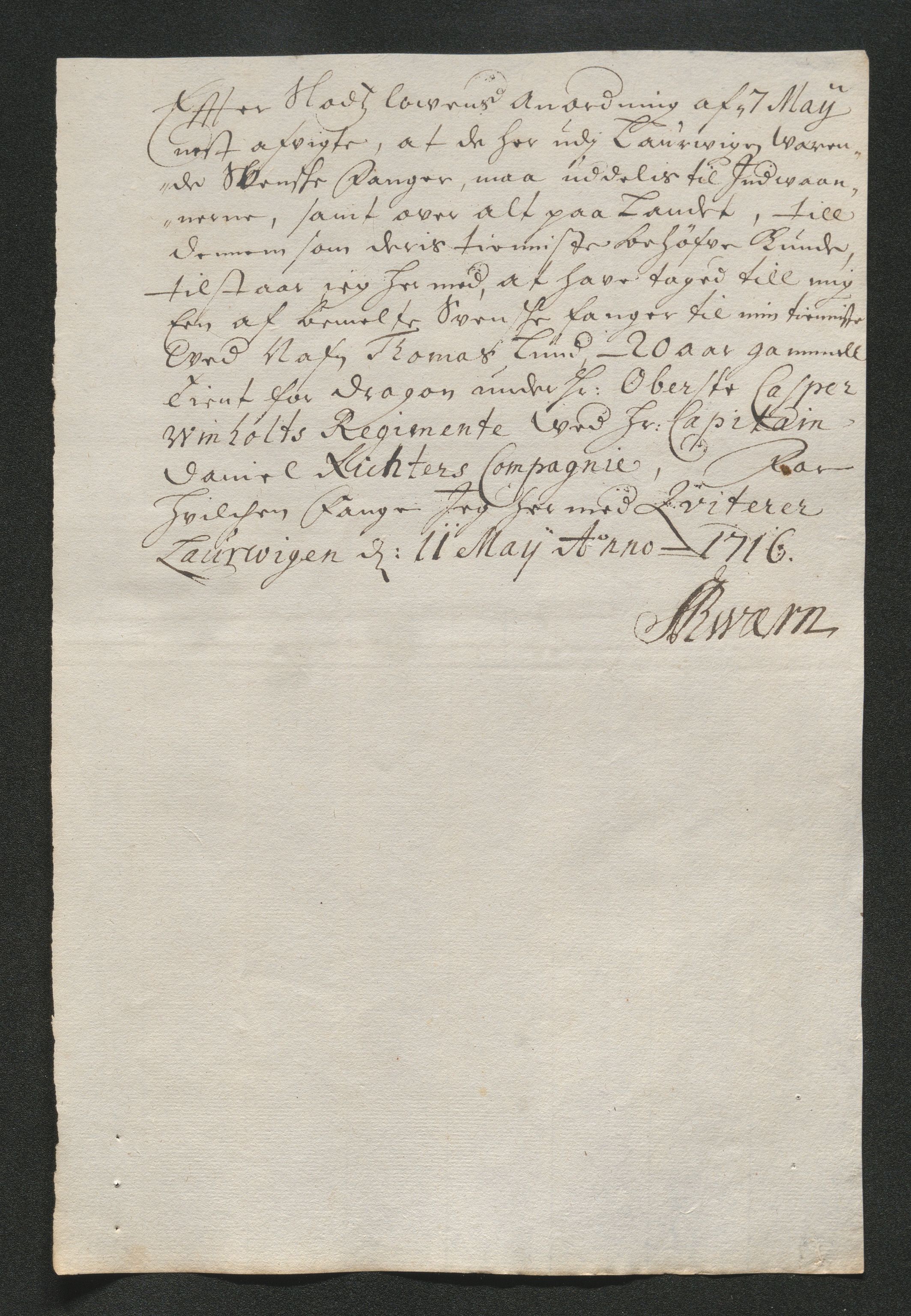 Larvik grevskap, AV/SAKO-A-1056/F/Ff/Ffb/L0018/0001: Brev / Spesielle saker, 1716-1748, p. 102