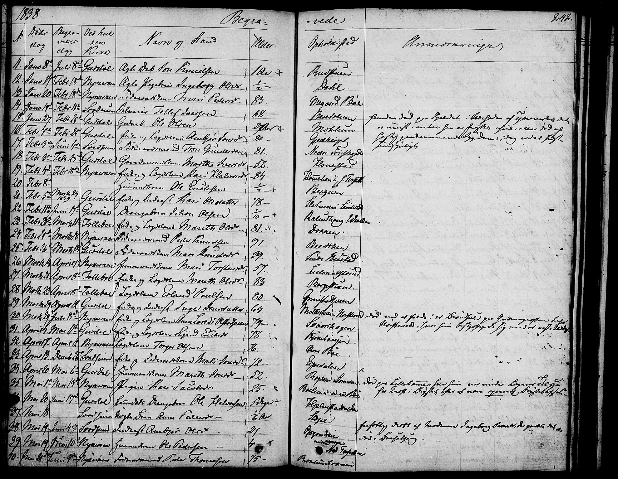 Gausdal prestekontor, SAH/PREST-090/H/Ha/Haa/L0006: Parish register (official) no. 6, 1830-1839, p. 242