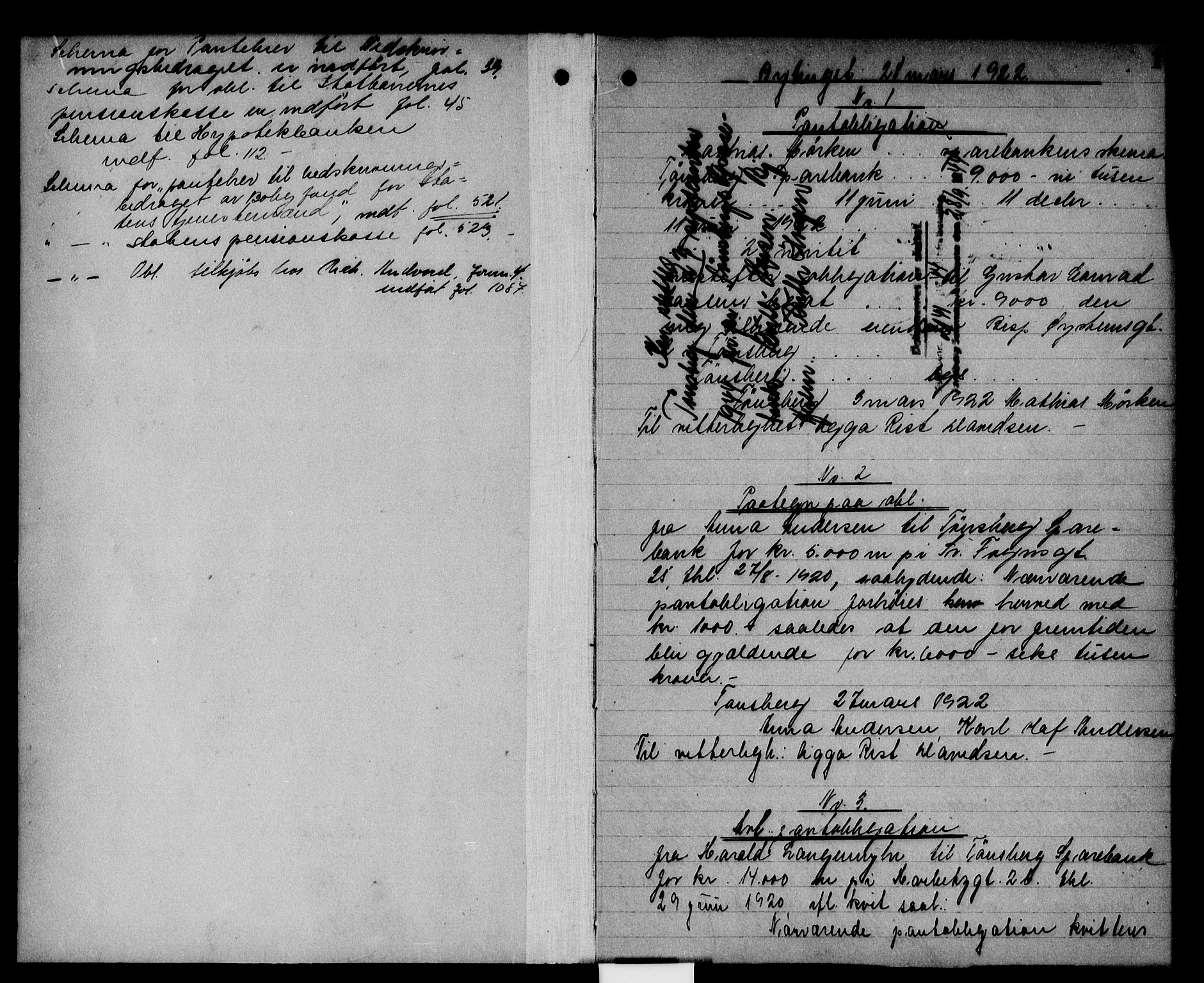 Tønsberg byfogd, AV/SAKO-A-224/G/Ga/Gab/L0019: Mortgage book no. II 19, 1922-1925, p. 0-1