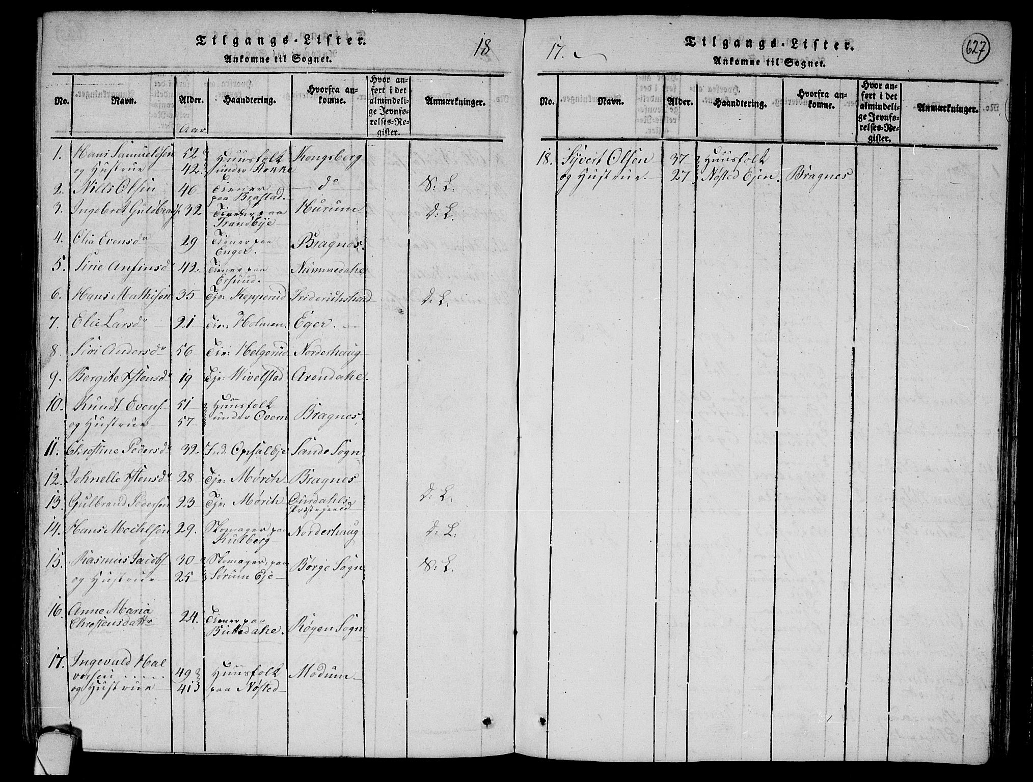 Lier kirkebøker, AV/SAKO-A-230/F/Fa/L0008: Parish register (official) no. I 8, 1813-1825, p. 626-627