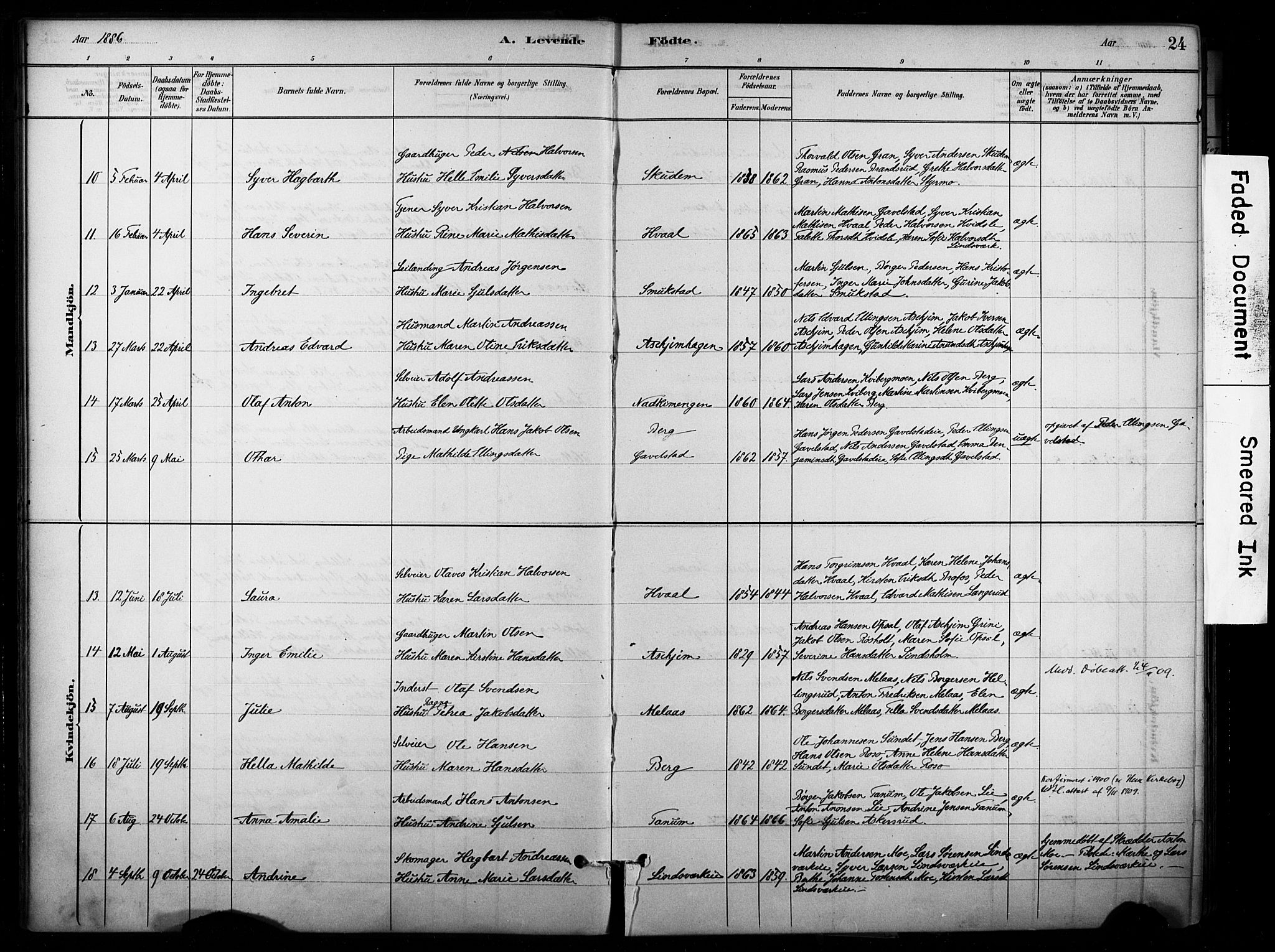 Lardal kirkebøker, AV/SAKO-A-350/F/Fb/L0001: Parish register (official) no. II 1, 1881-1911, p. 24