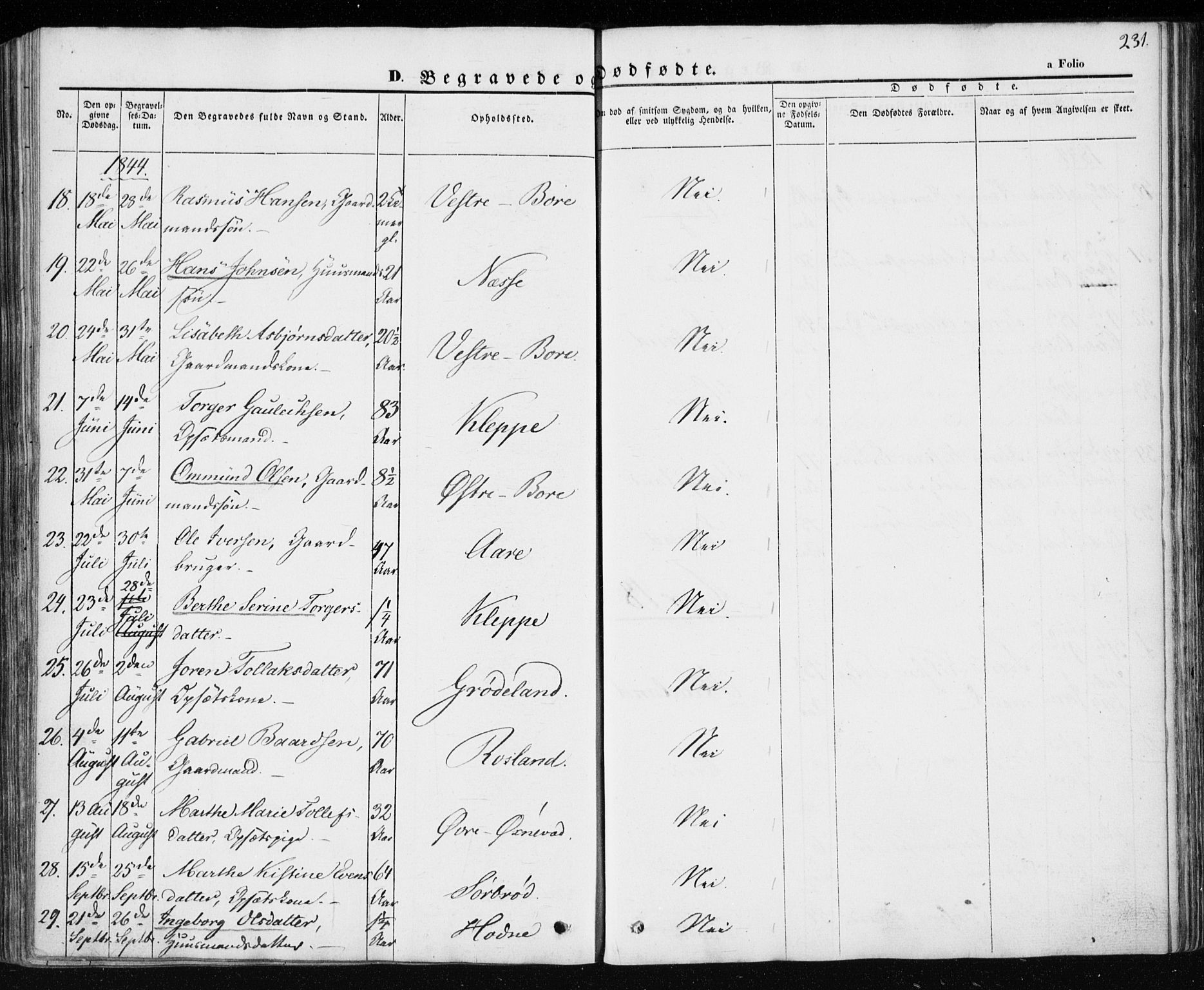 Klepp sokneprestkontor, AV/SAST-A-101803/001/3/30BA/L0004: Parish register (official) no. A 4, 1842-1852, p. 231