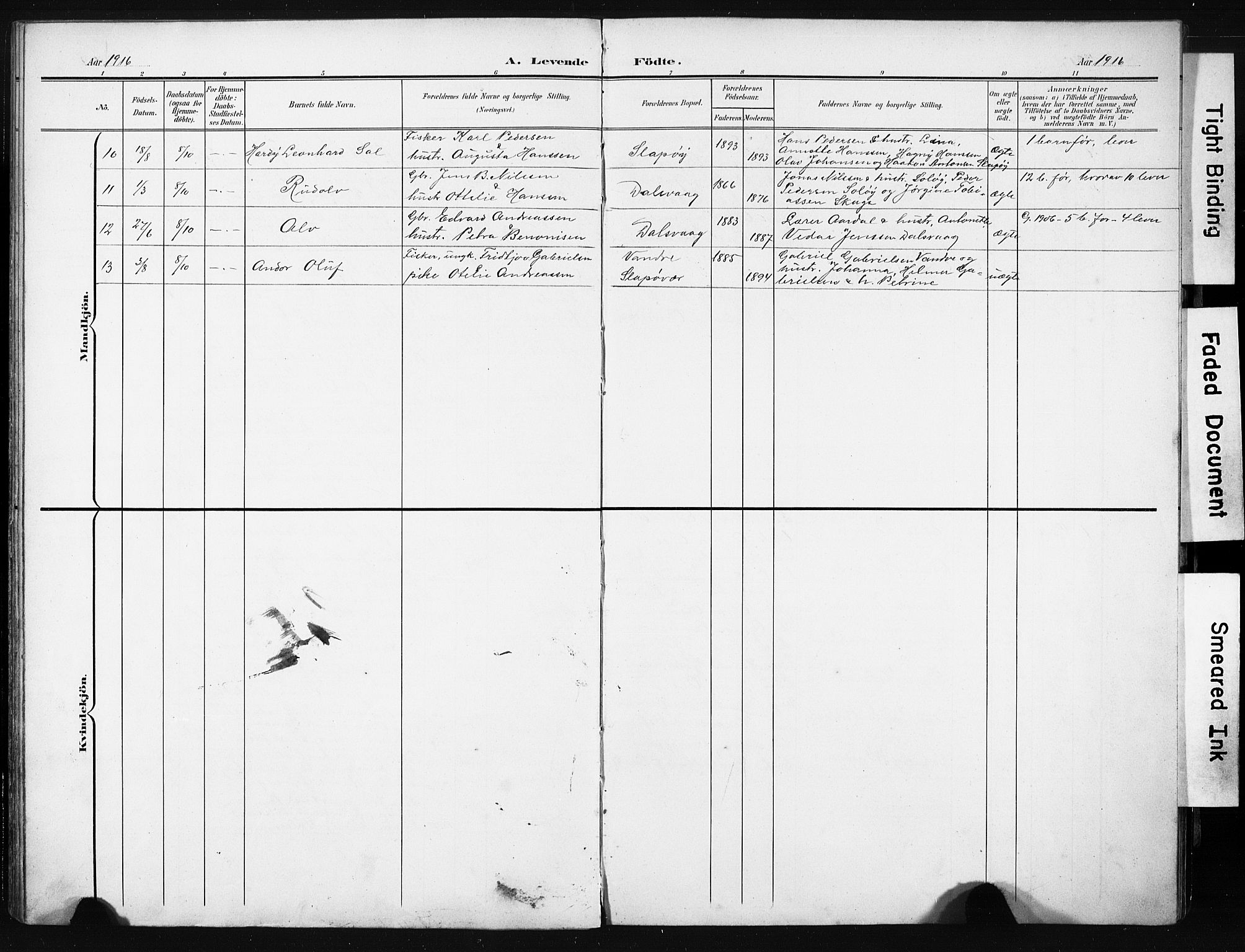 Ministerialprotokoller, klokkerbøker og fødselsregistre - Nordland, AV/SAT-A-1459/836/L0538: Parish register (copy) no. 836C02, 1901-1917