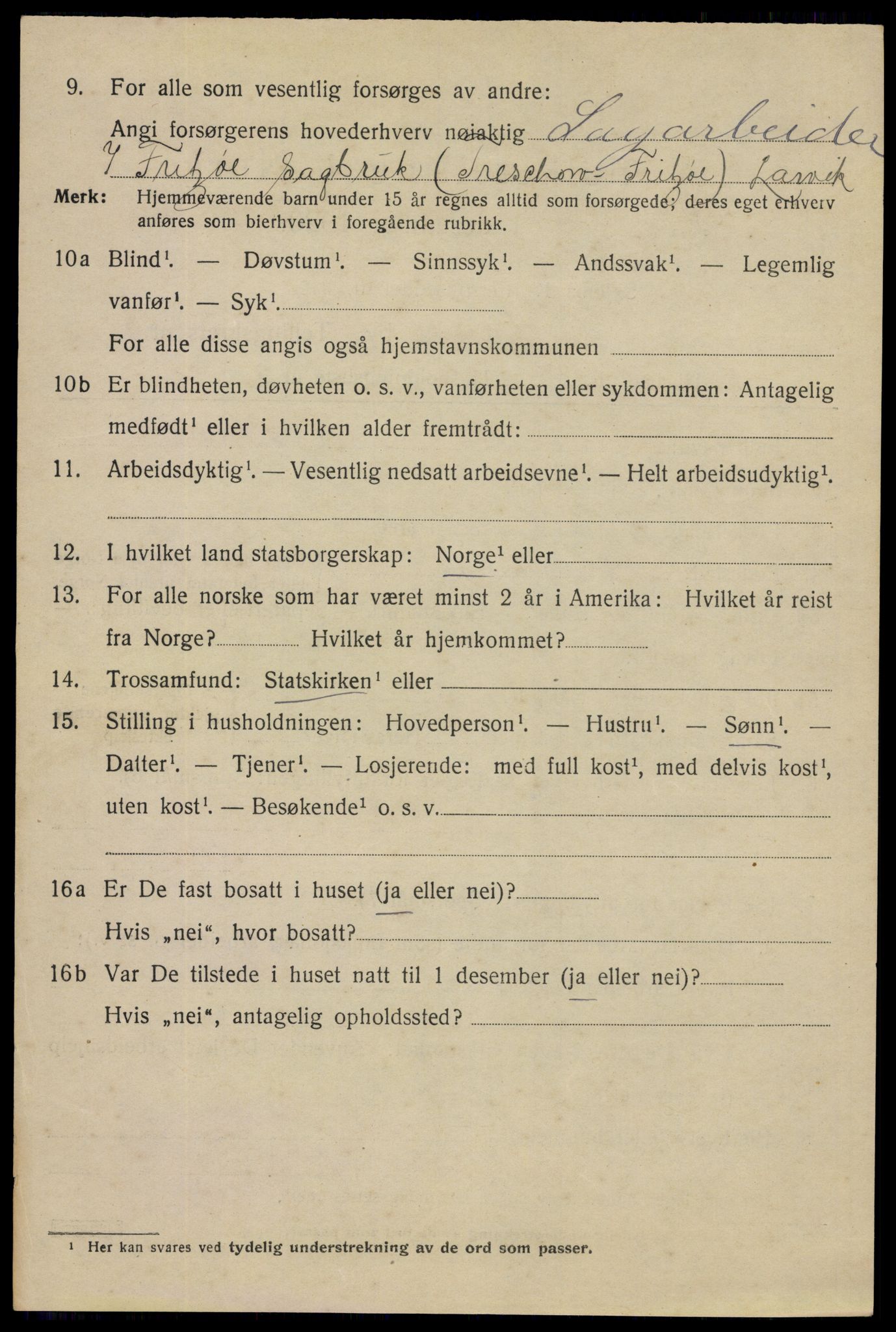 SAKO, 1920 census for Larvik, 1920, p. 13013