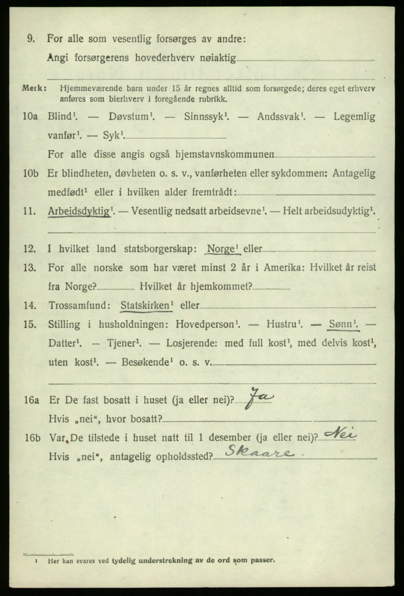 SAB, 1920 census for Kvam, 1920, p. 2510