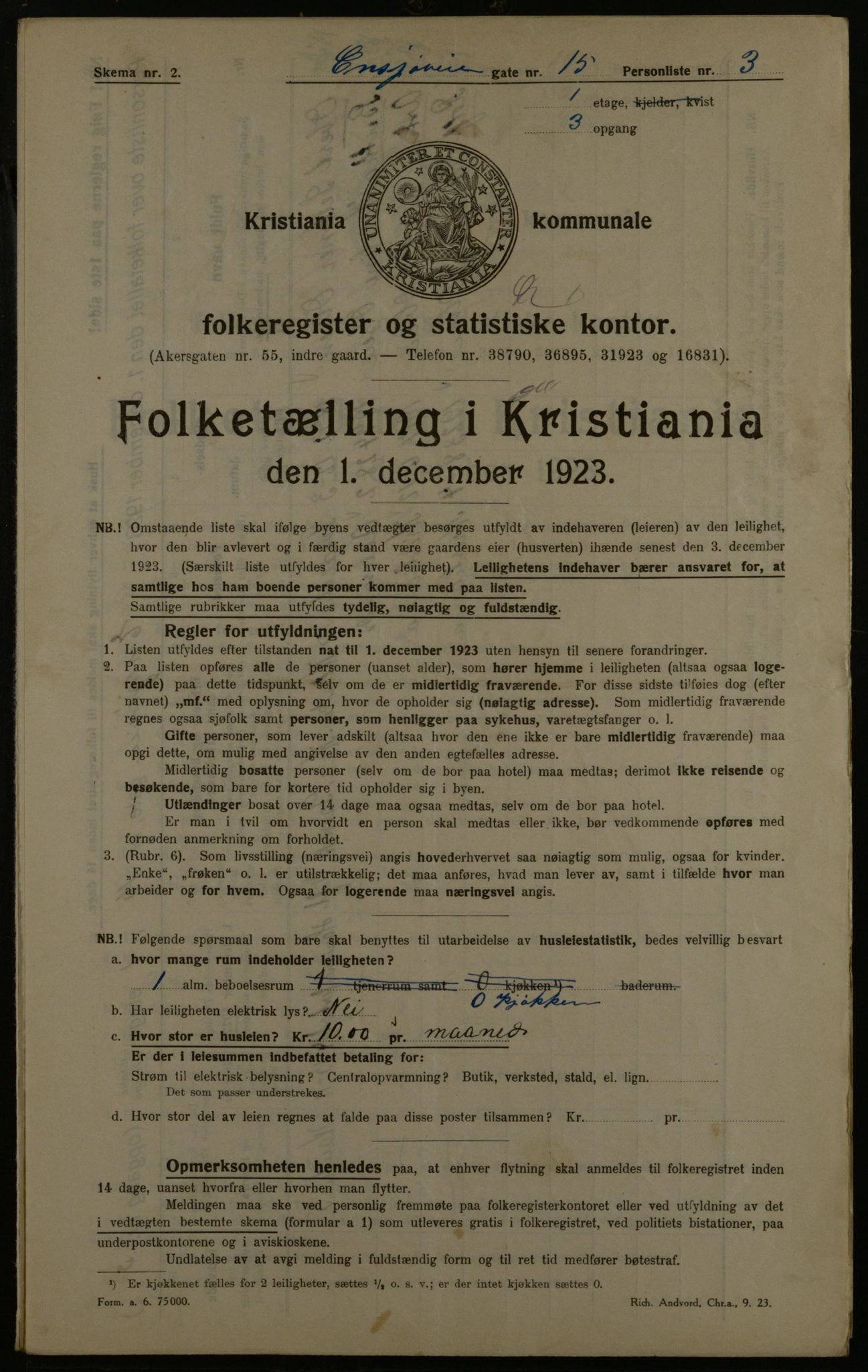 OBA, Municipal Census 1923 for Kristiania, 1923, p. 24492