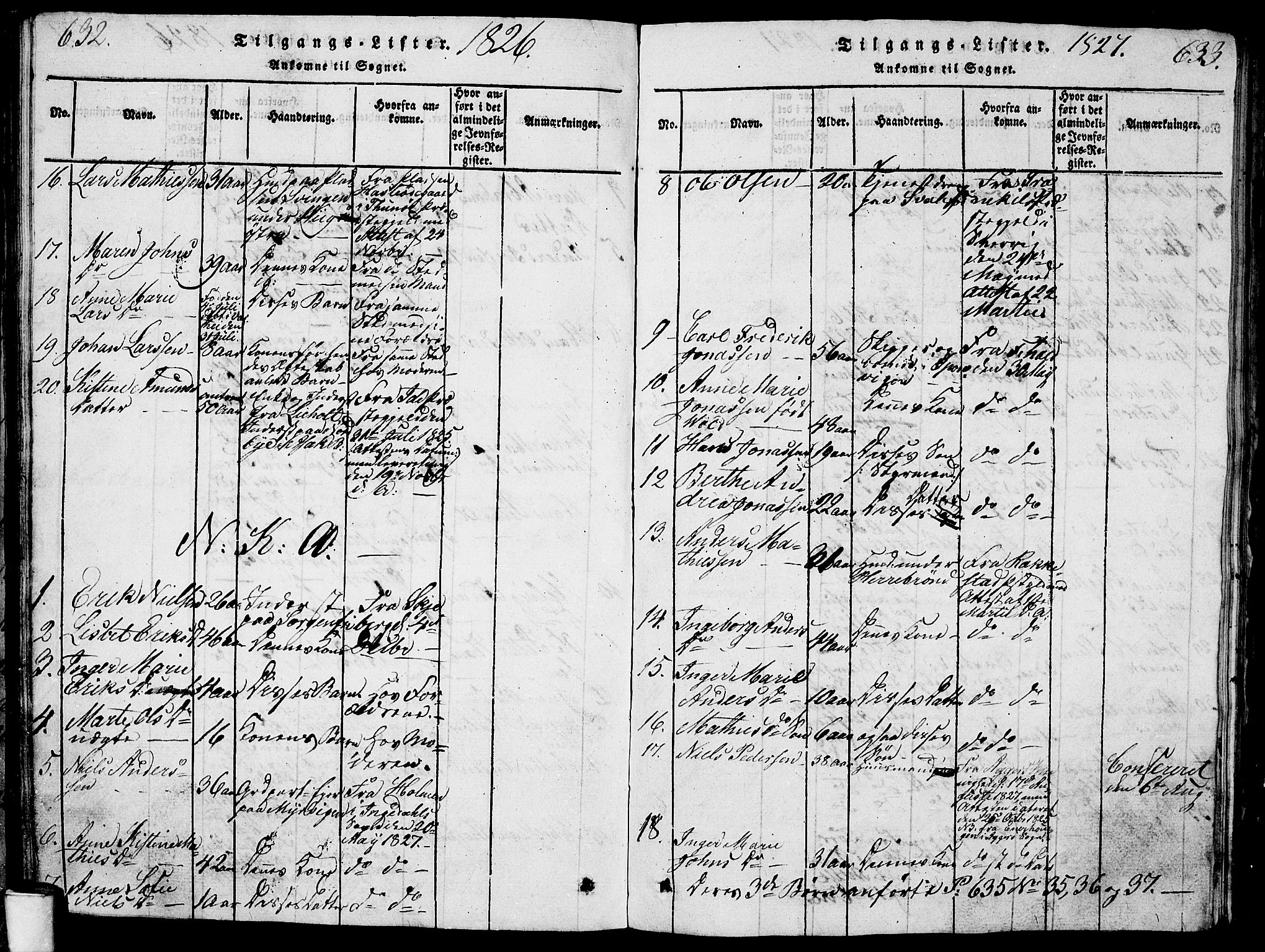 Berg prestekontor Kirkebøker, AV/SAO-A-10902/G/Ga/L0001: Parish register (copy) no. I 1, 1815-1832, p. 632-633