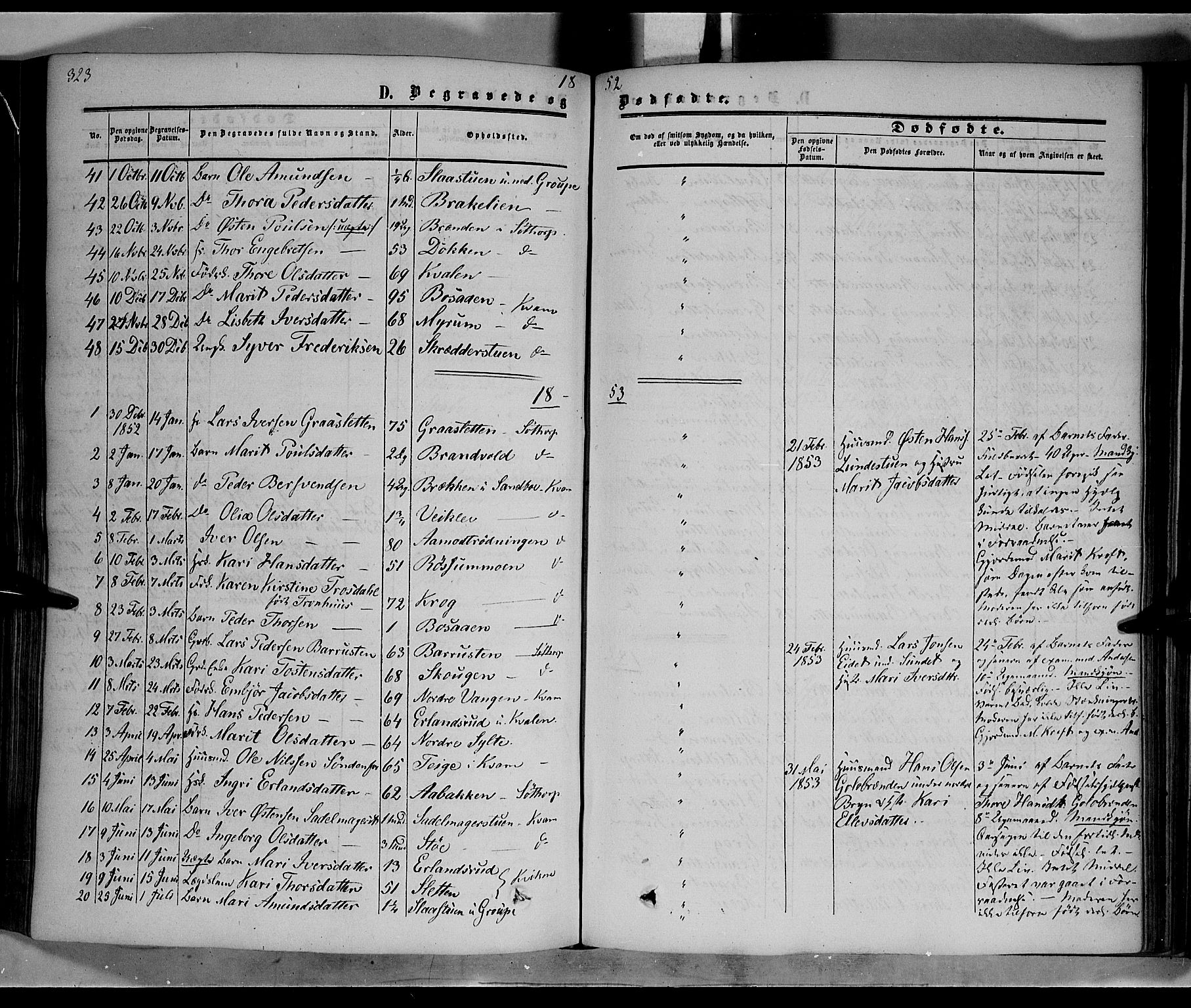 Nord-Fron prestekontor, SAH/PREST-080/H/Ha/Haa/L0001: Parish register (official) no. 1, 1851-1864, p. 323