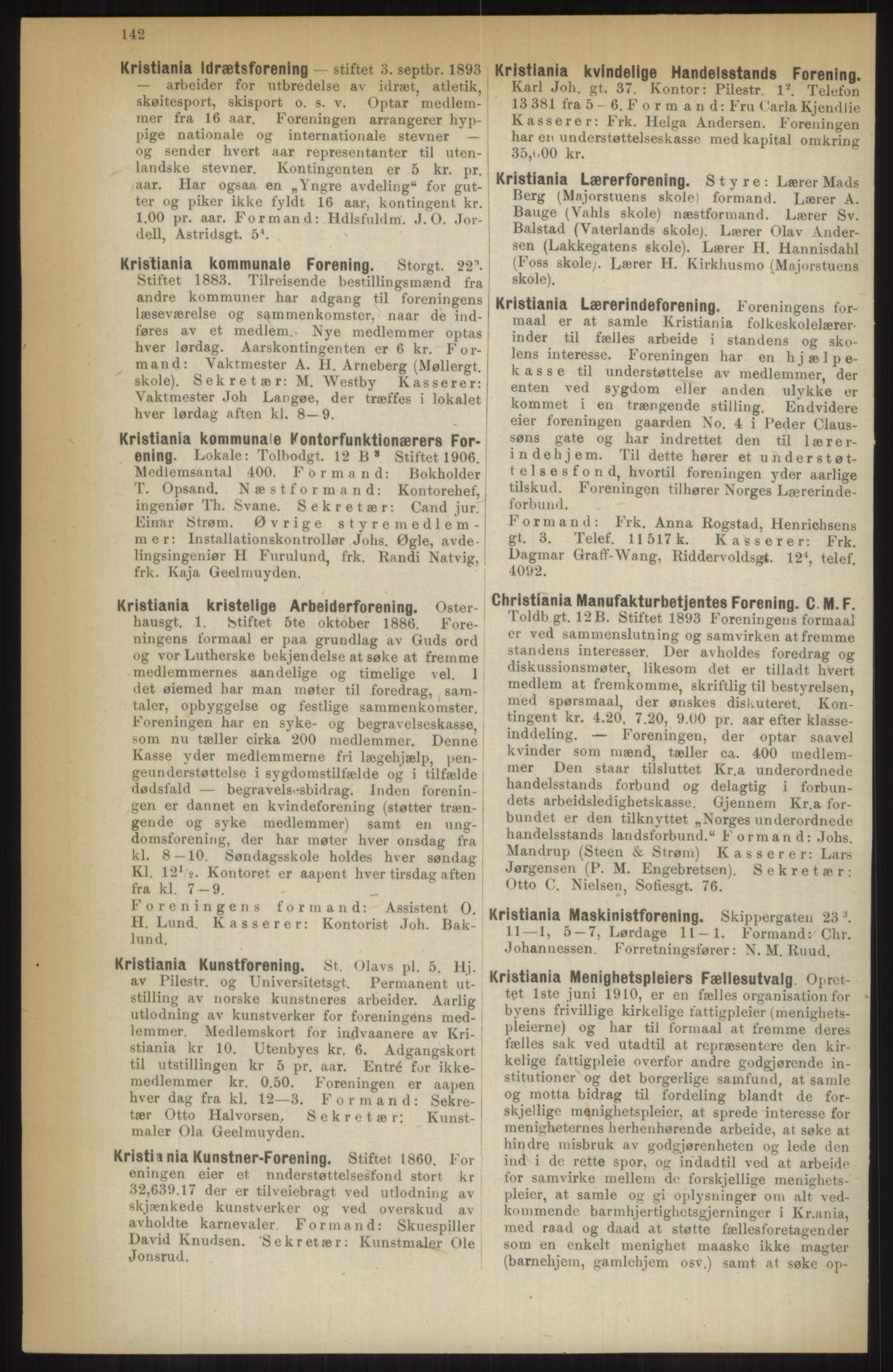 Kristiania/Oslo adressebok, PUBL/-, 1914, p. 142