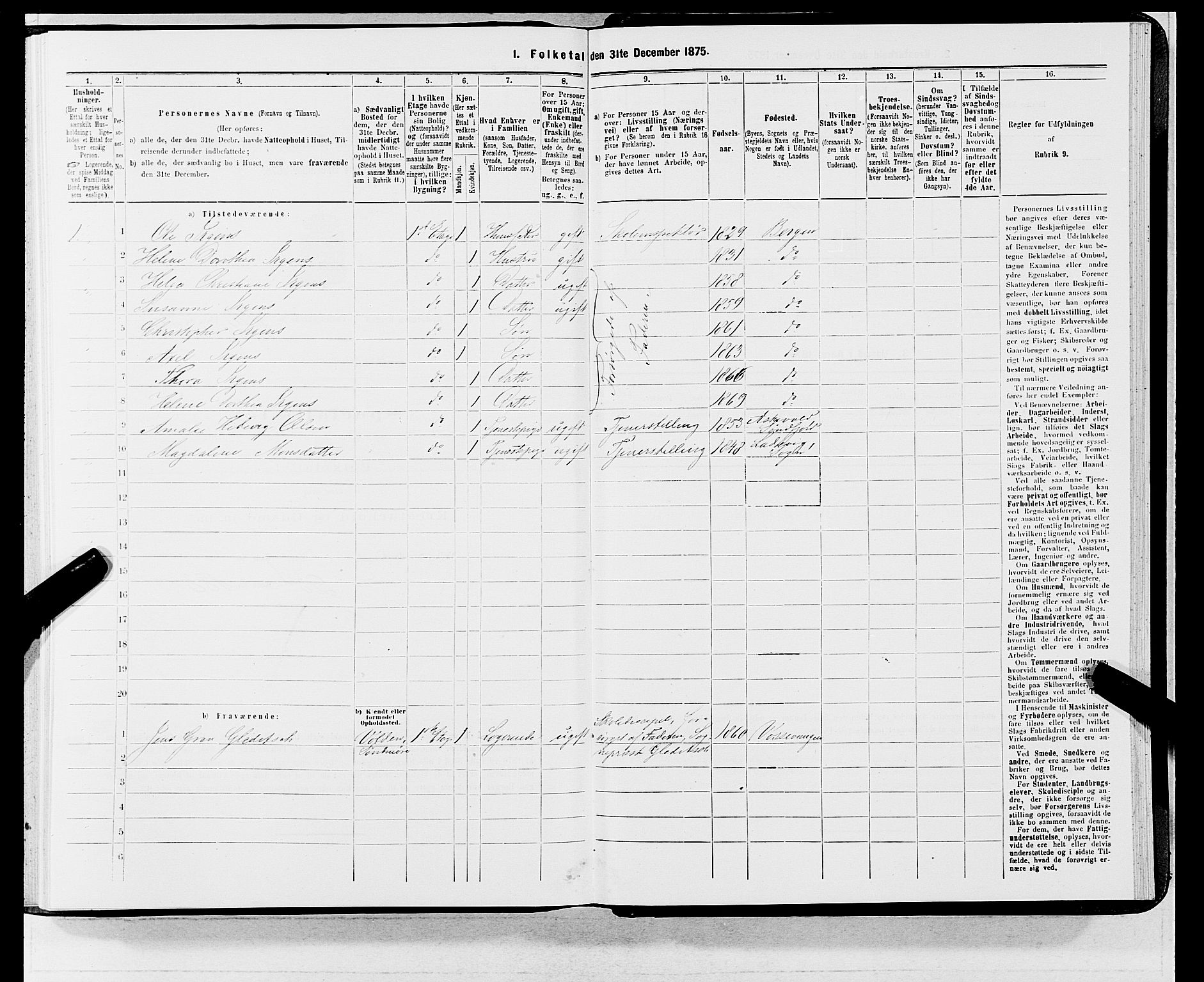 SAB, 1875 census for 1301 Bergen, 1875, p. 5632