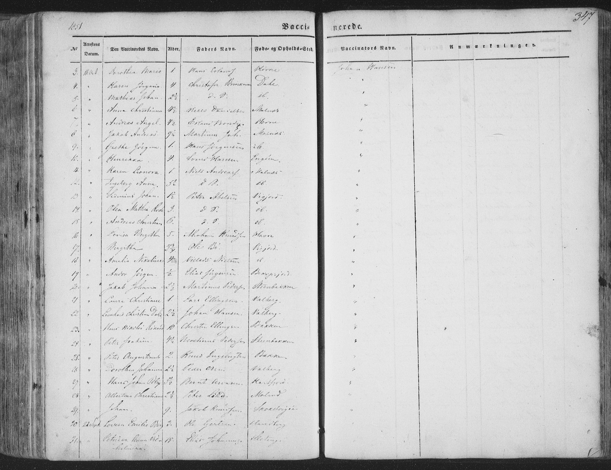 Ministerialprotokoller, klokkerbøker og fødselsregistre - Nordland, AV/SAT-A-1459/880/L1131: Parish register (official) no. 880A05, 1844-1868, p. 347