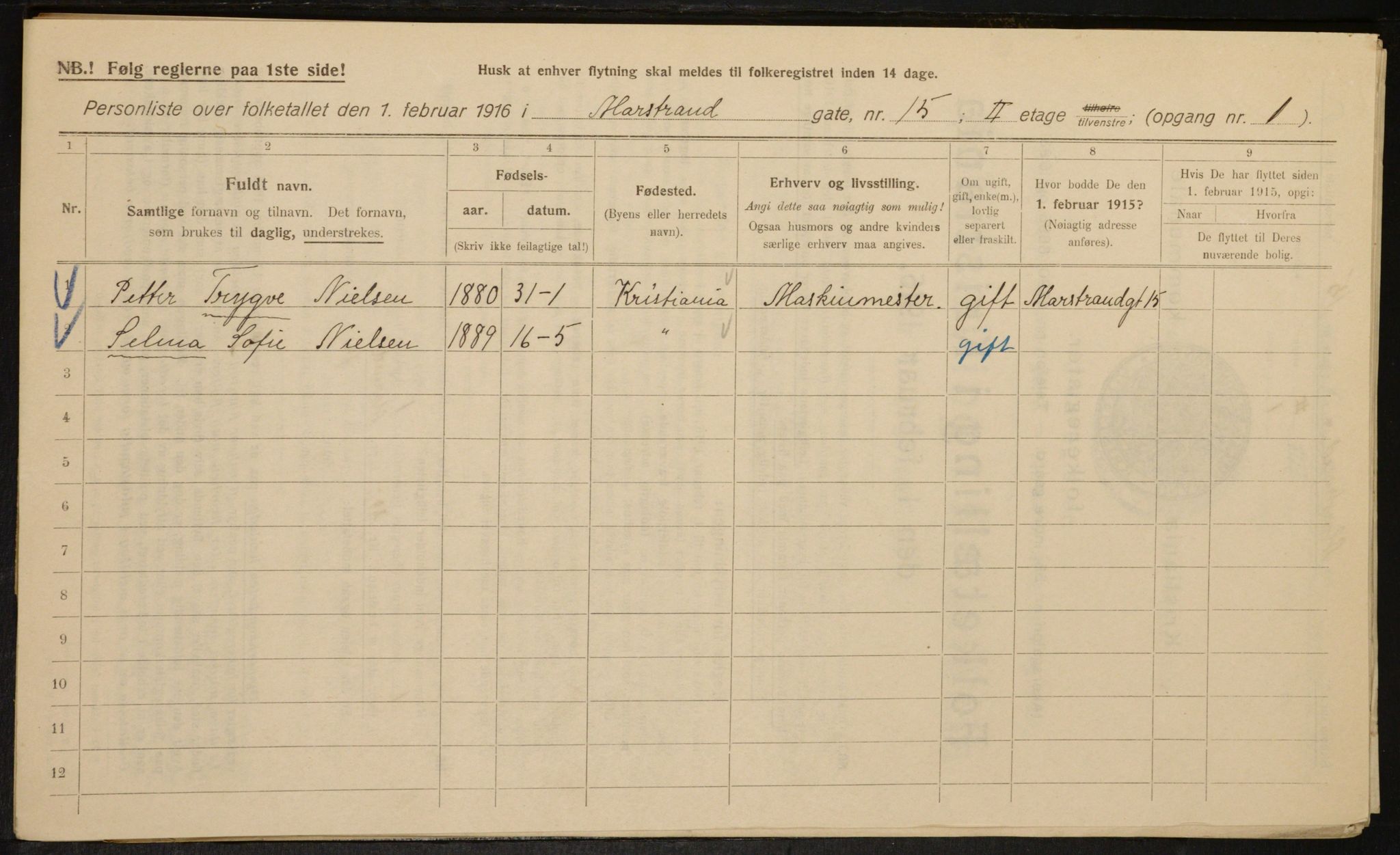 OBA, Municipal Census 1916 for Kristiania, 1916, p. 66386