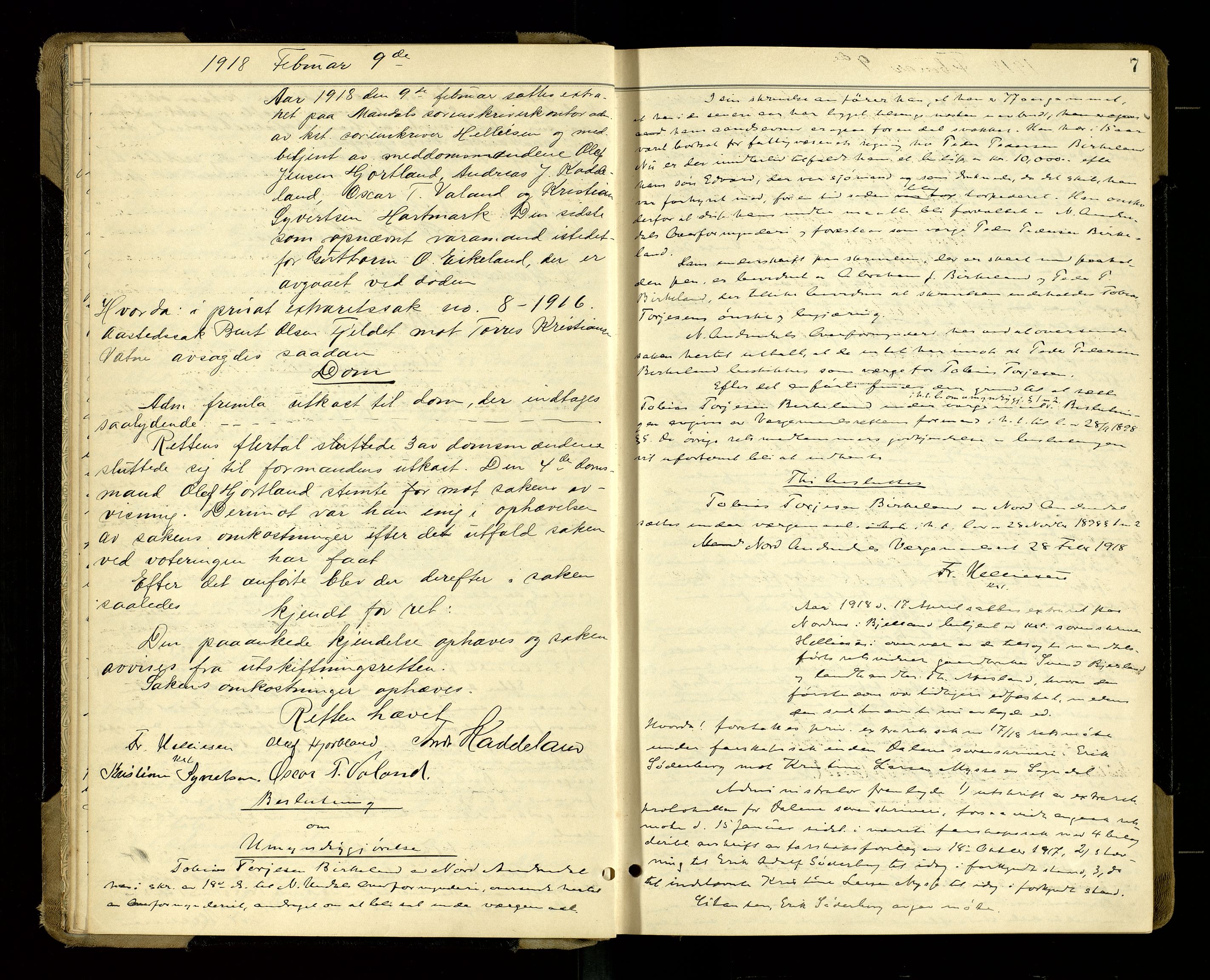 Mandal sorenskriveri, AV/SAK-1221-0005/001/F/Fb/L0034: Ekstrarettsprotokoll nr 32, 1917-1920, p. 7