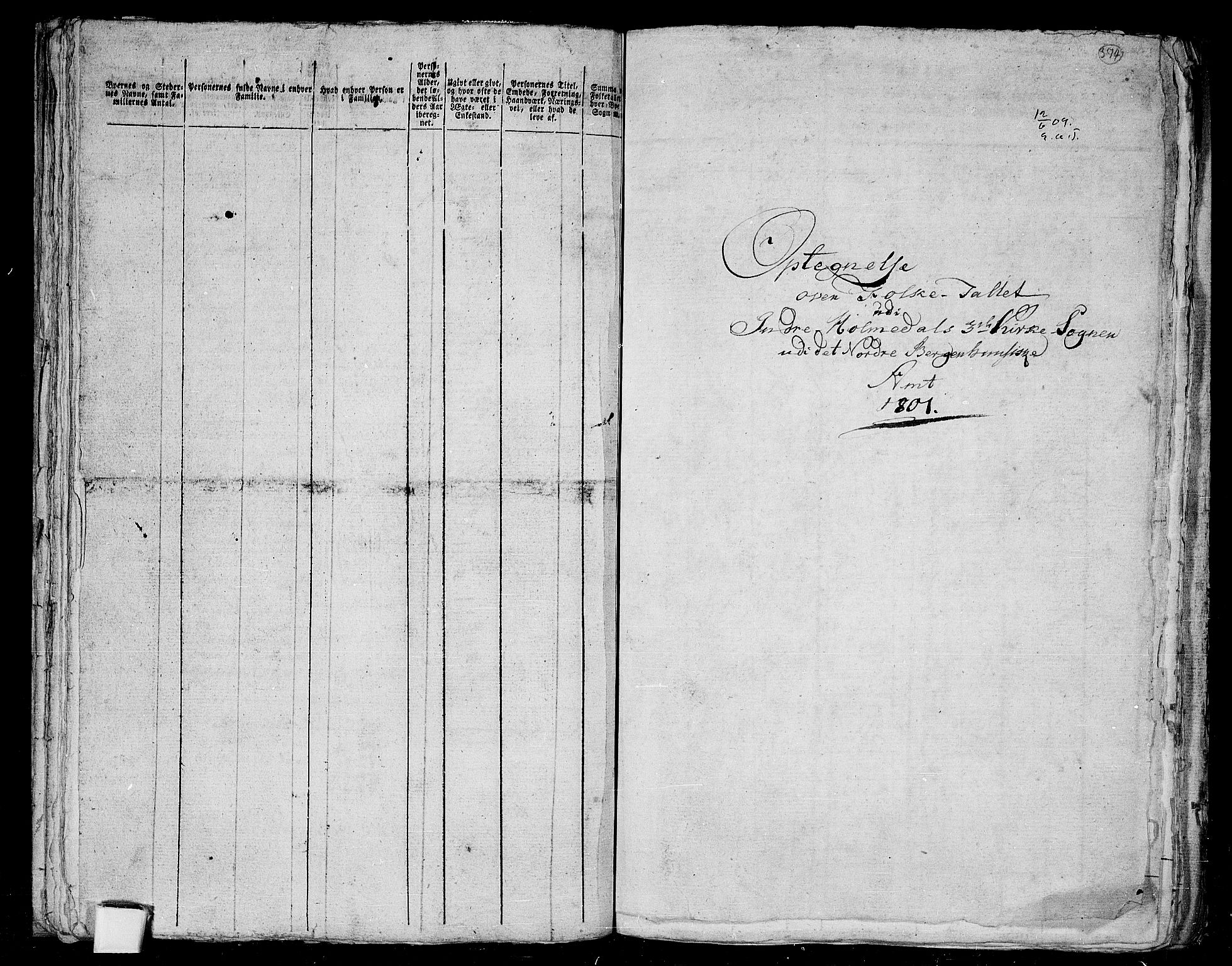 RA, 1801 census for 1430P Indre Holmedal, 1801, p. 373b-374a