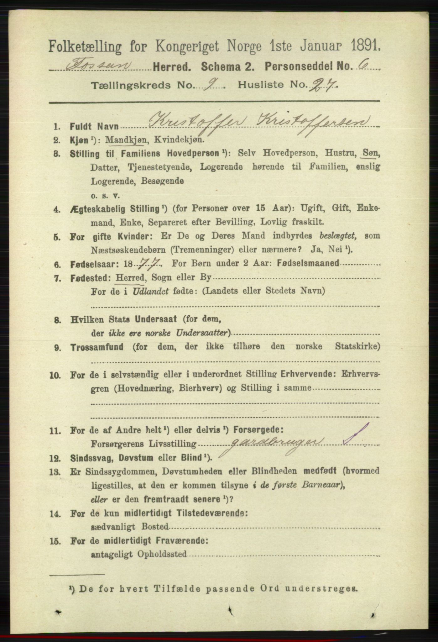 RA, 1891 census for 1129 Forsand, 1891, p. 1638