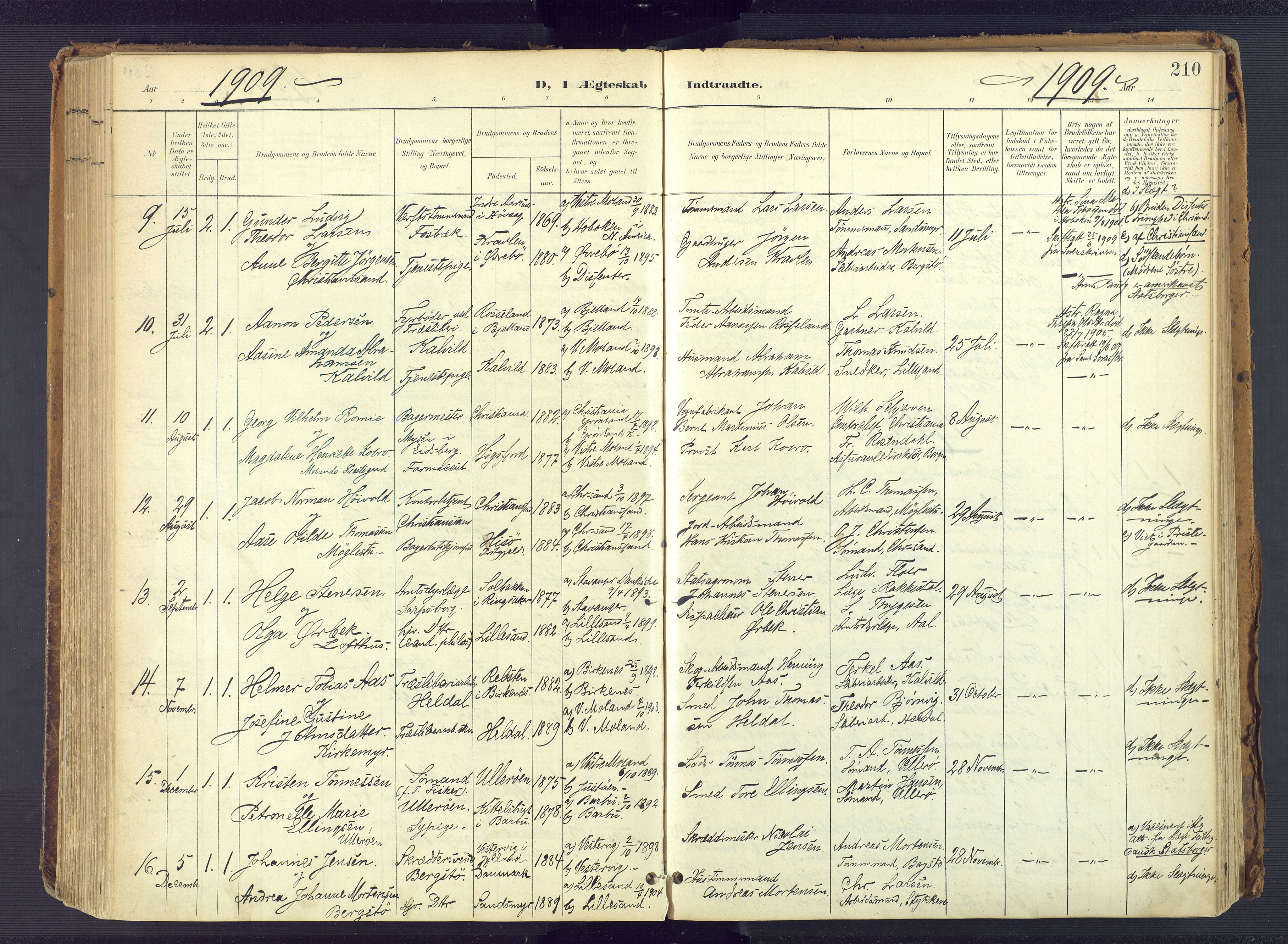 Vestre Moland sokneprestkontor, SAK/1111-0046/F/Fa/Fab/L0010: Parish register (official) no. A 10, 1900-1926, p. 210