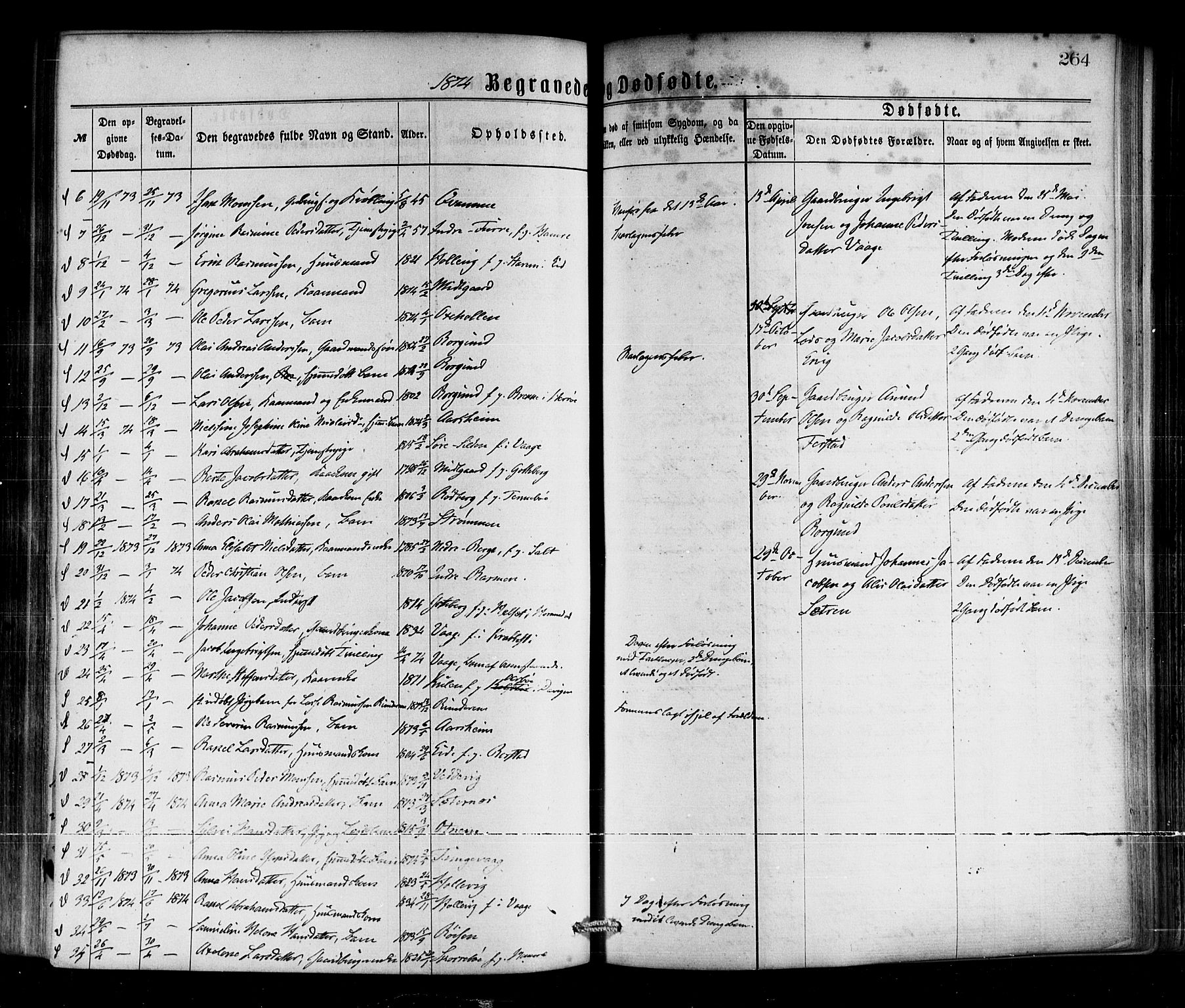 Selje sokneprestembete, SAB/A-99938/H/Ha/Haa/Haaa: Parish register (official) no. A 12, 1870-1880, p. 264