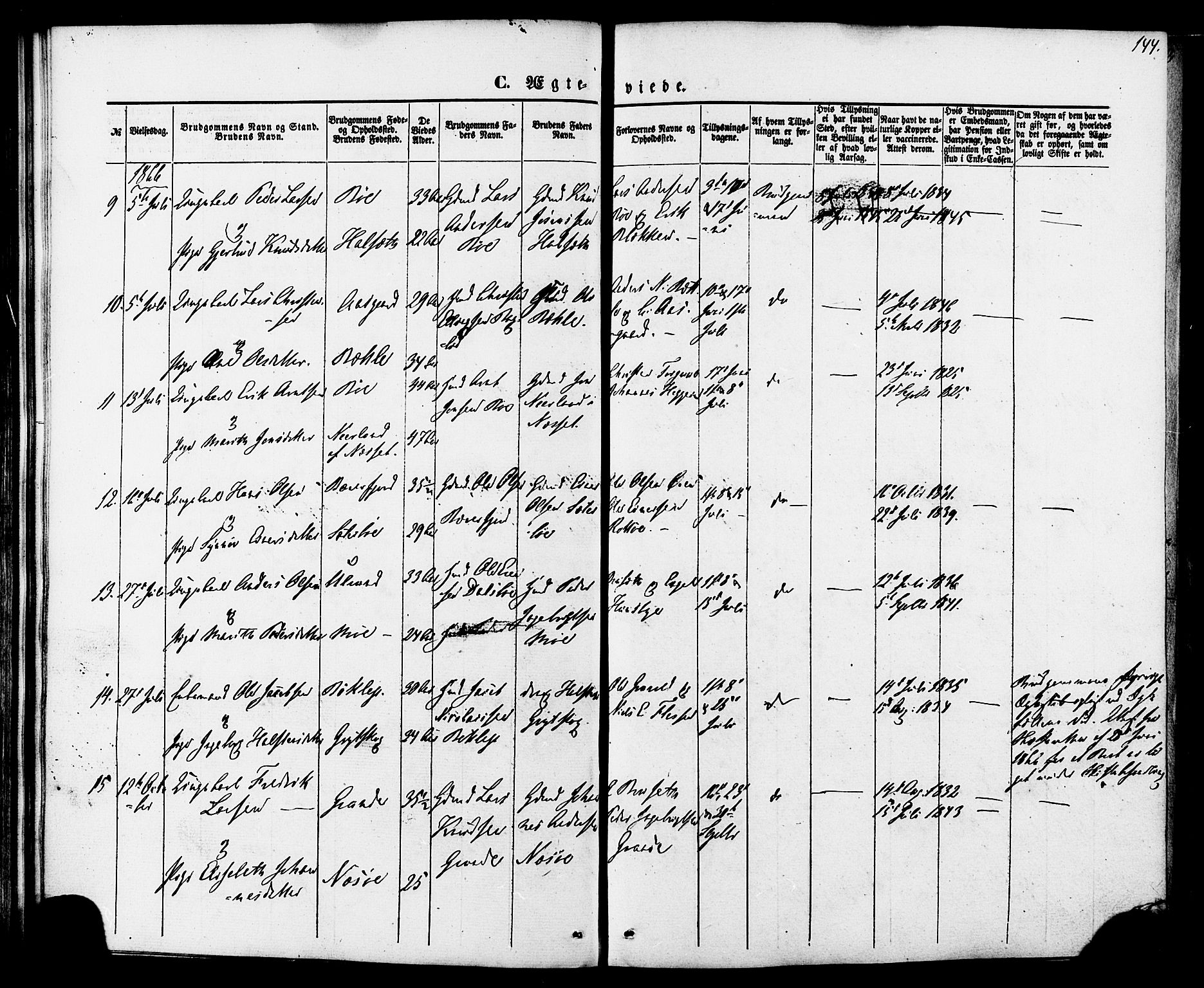 Ministerialprotokoller, klokkerbøker og fødselsregistre - Møre og Romsdal, AV/SAT-A-1454/592/L1027: Parish register (official) no. 592A05, 1865-1878, p. 144