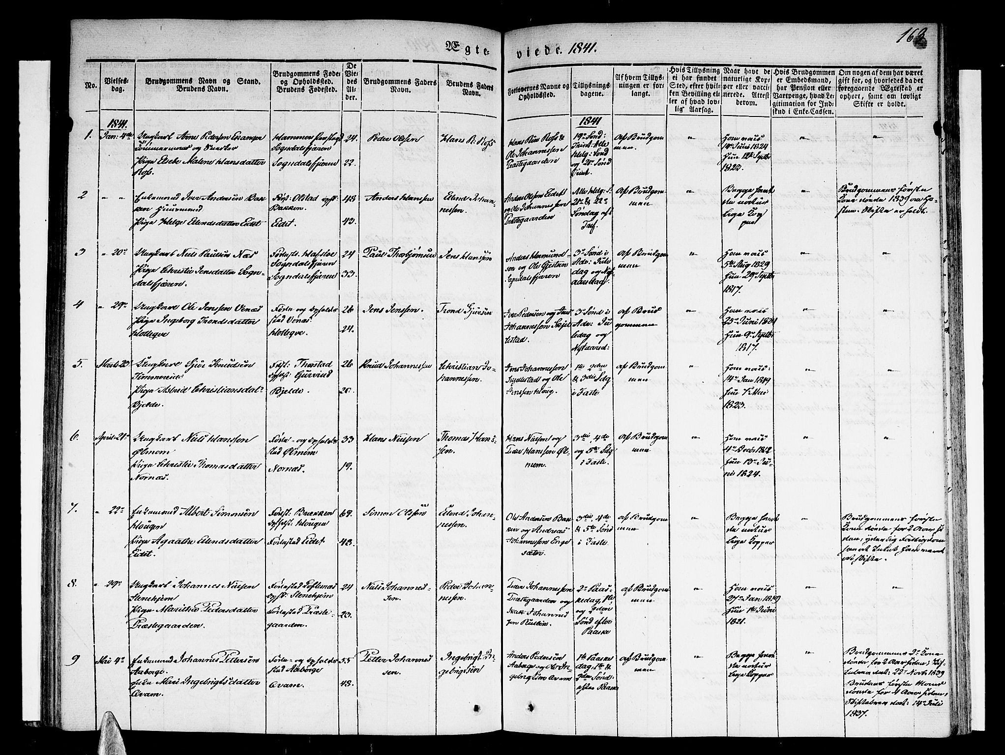 Sogndal sokneprestembete, SAB/A-81301/H/Haa/Haaa/L0011: Parish register (official) no. A 11, 1839-1847, p. 163