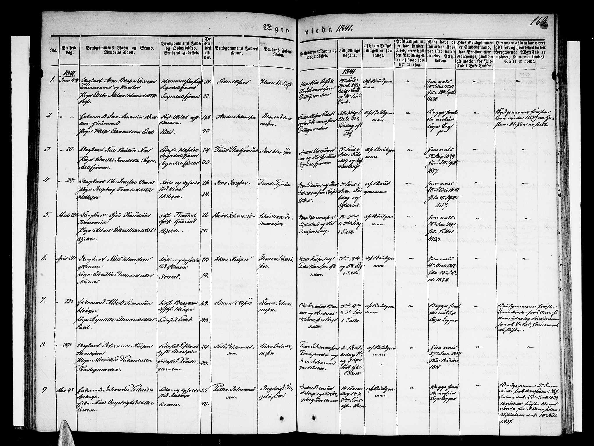 Sogndal sokneprestembete, AV/SAB-A-81301/H/Haa/Haaa/L0011: Parish register (official) no. A 11, 1839-1847, p. 163