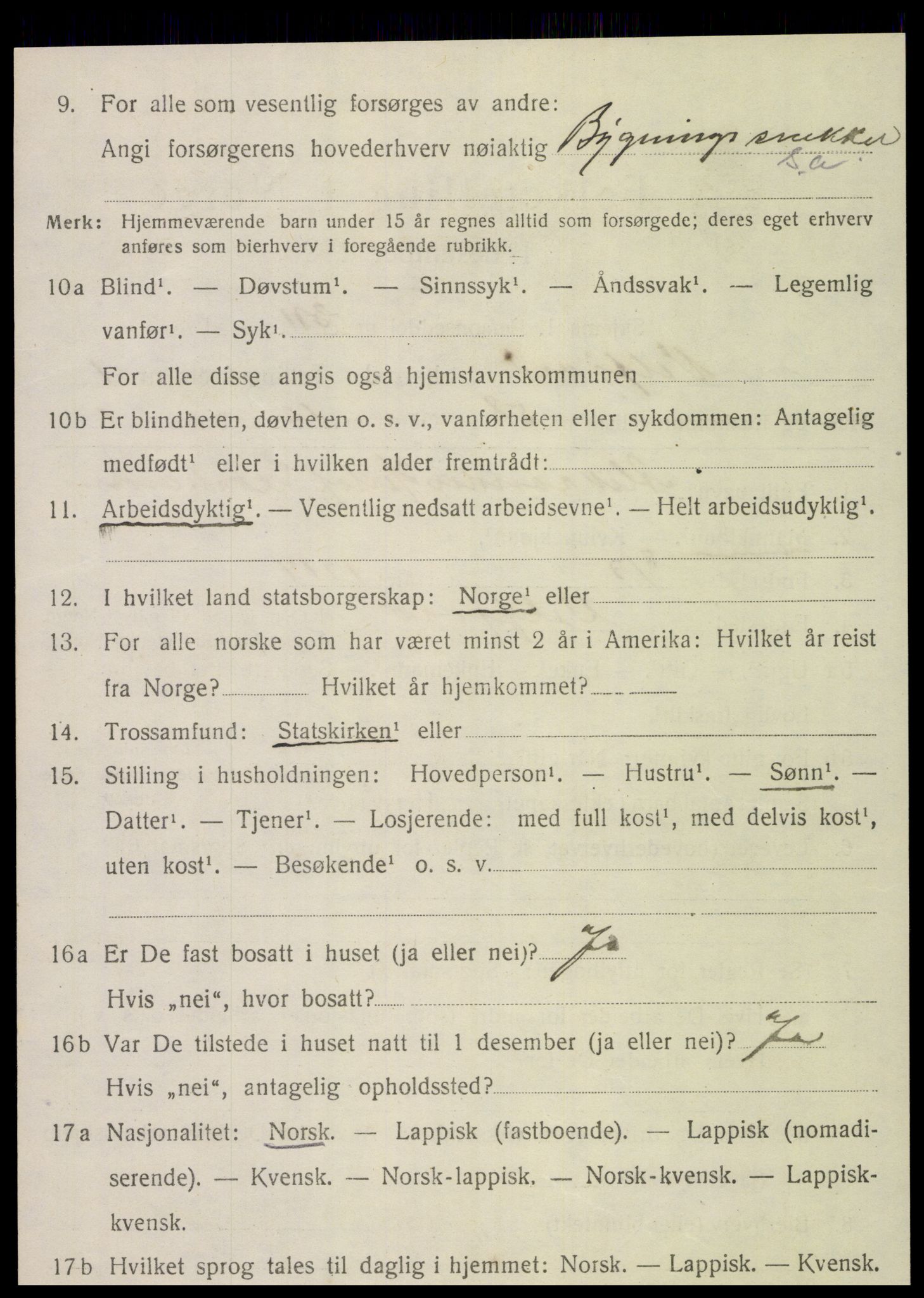 SAT, 1920 census for Velfjord, 1920, p. 1204