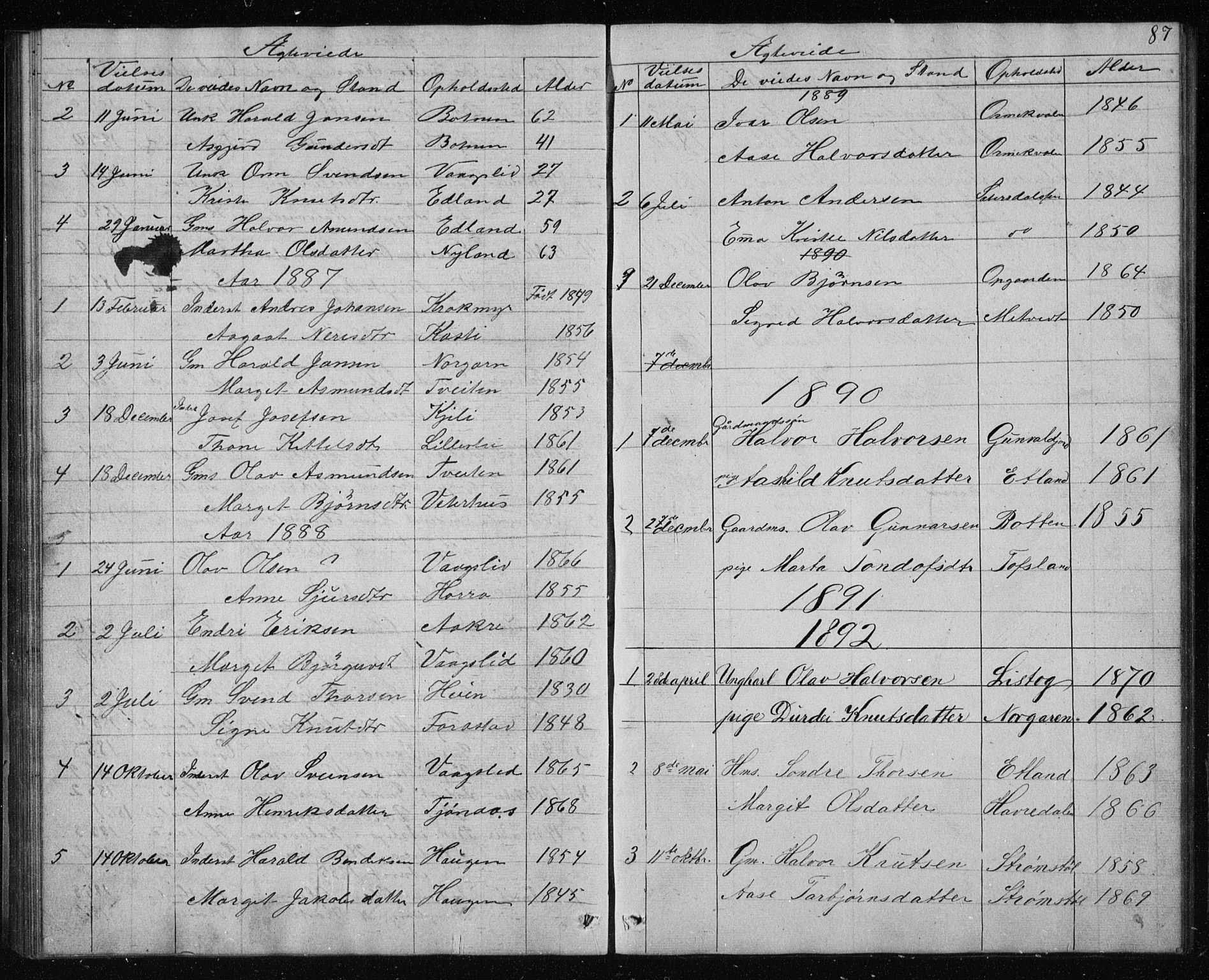 Vinje kirkebøker, AV/SAKO-A-312/G/Gc/L0001: Parish register (copy) no. III 1, 1850-1893, p. 87