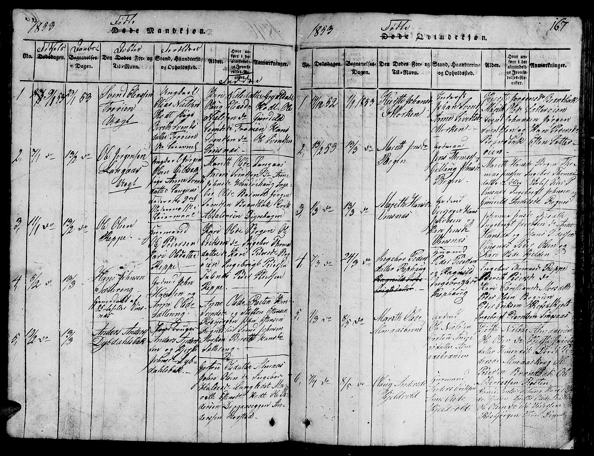 Ministerialprotokoller, klokkerbøker og fødselsregistre - Sør-Trøndelag, SAT/A-1456/688/L1026: Parish register (copy) no. 688C01, 1817-1860, p. 167