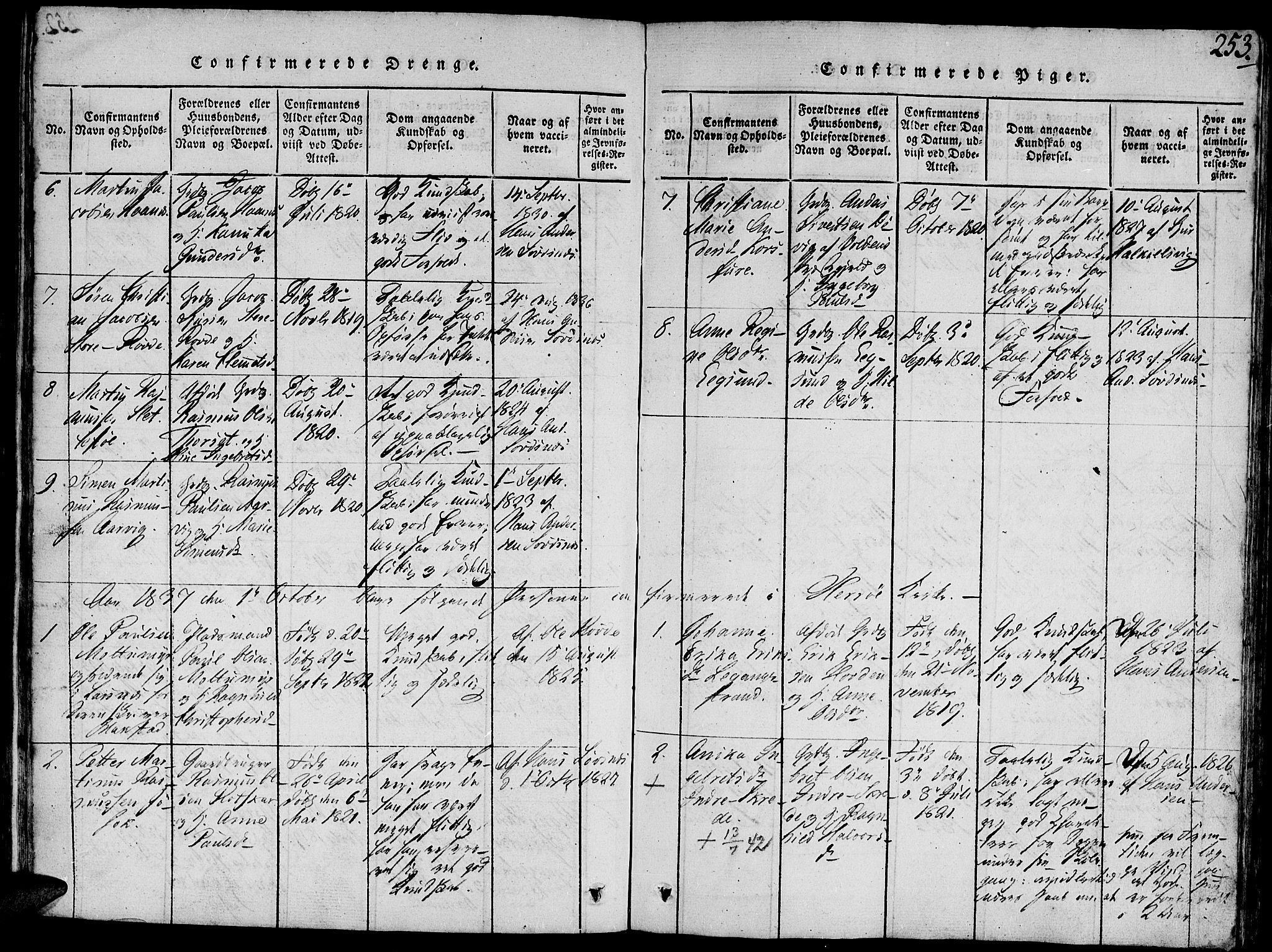 Ministerialprotokoller, klokkerbøker og fødselsregistre - Møre og Romsdal, SAT/A-1454/504/L0054: Parish register (official) no. 504A01, 1816-1861, p. 253
