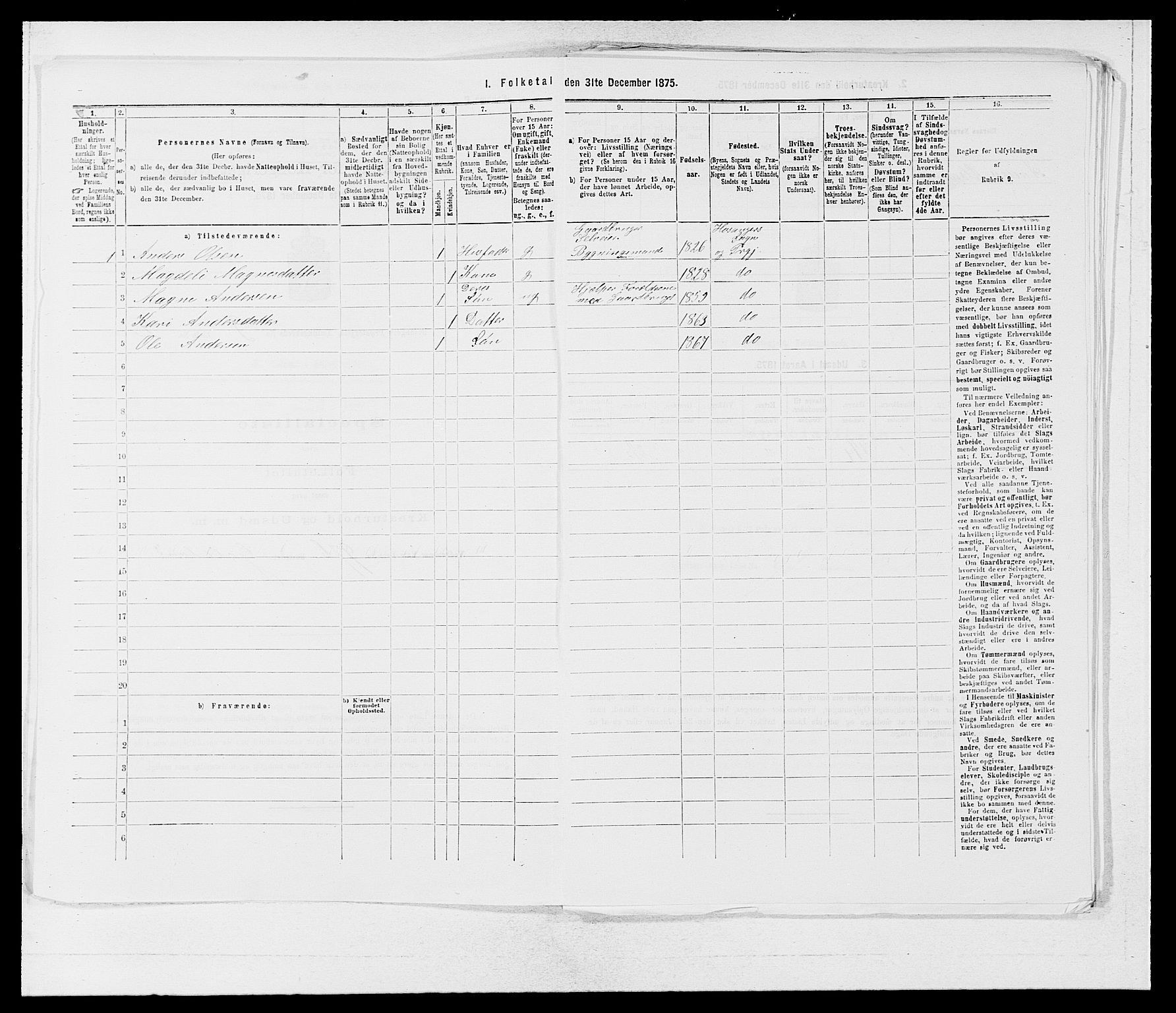 SAB, 1875 census for 1253P Hosanger, 1875, p. 278