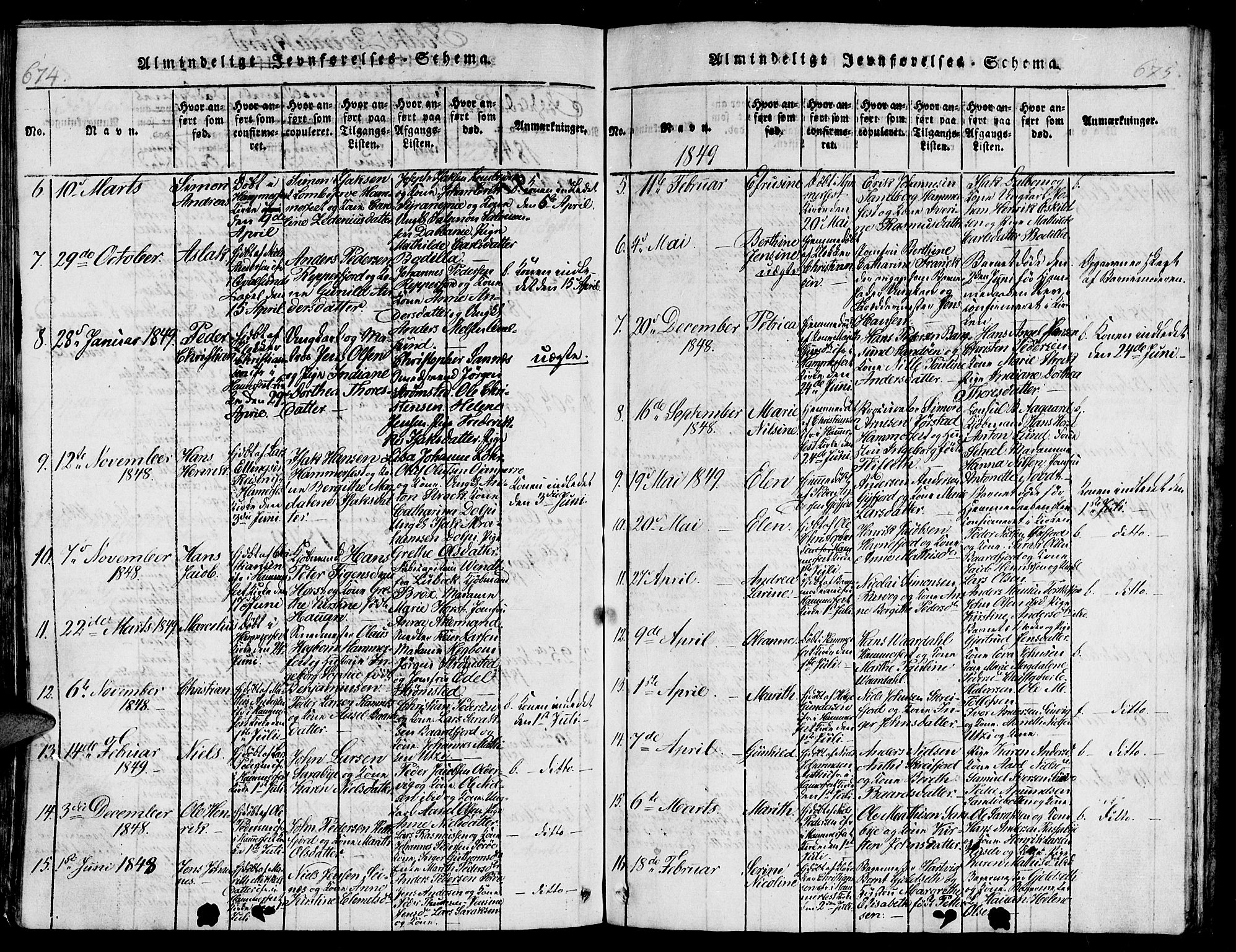 Hammerfest sokneprestkontor, AV/SATØ-S-1347/H/Hb/L0001.klokk: Parish register (copy) no. 1, 1822-1850, p. 674-675