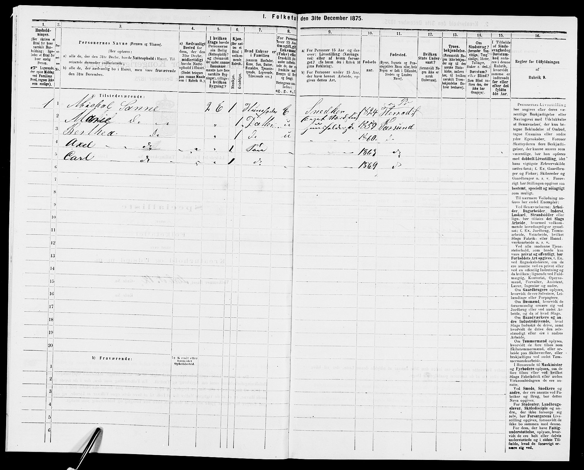 SAK, 1875 census for 1003B Vanse/Farsund, 1875, p. 25