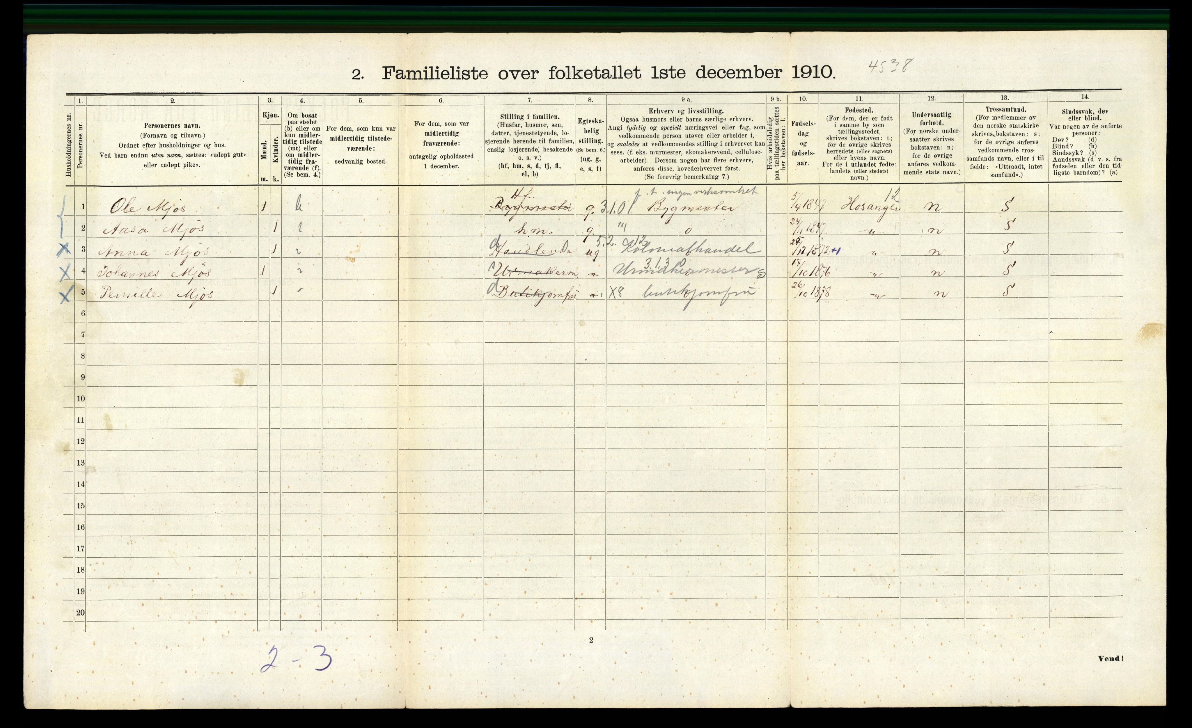 RA, 1910 census for Bergen, 1910, p. 20094