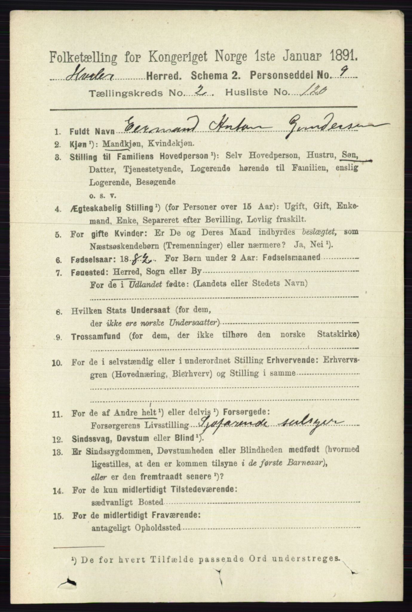 RA, 1891 census for 0111 Hvaler, 1891, p. 1735