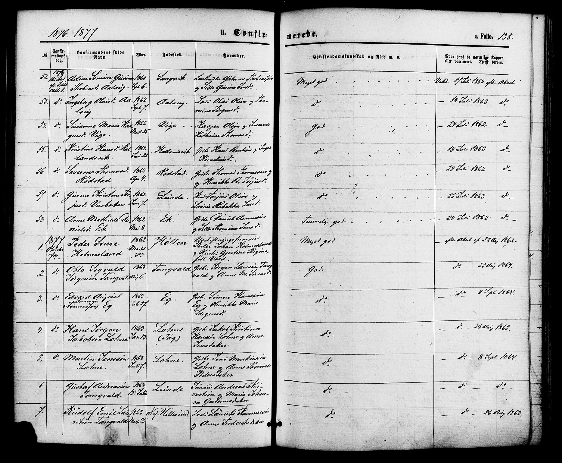 Søgne sokneprestkontor, SAK/1111-0037/F/Fa/Fab/L0011: Parish register (official) no. A 11, 1869-1879, p. 138