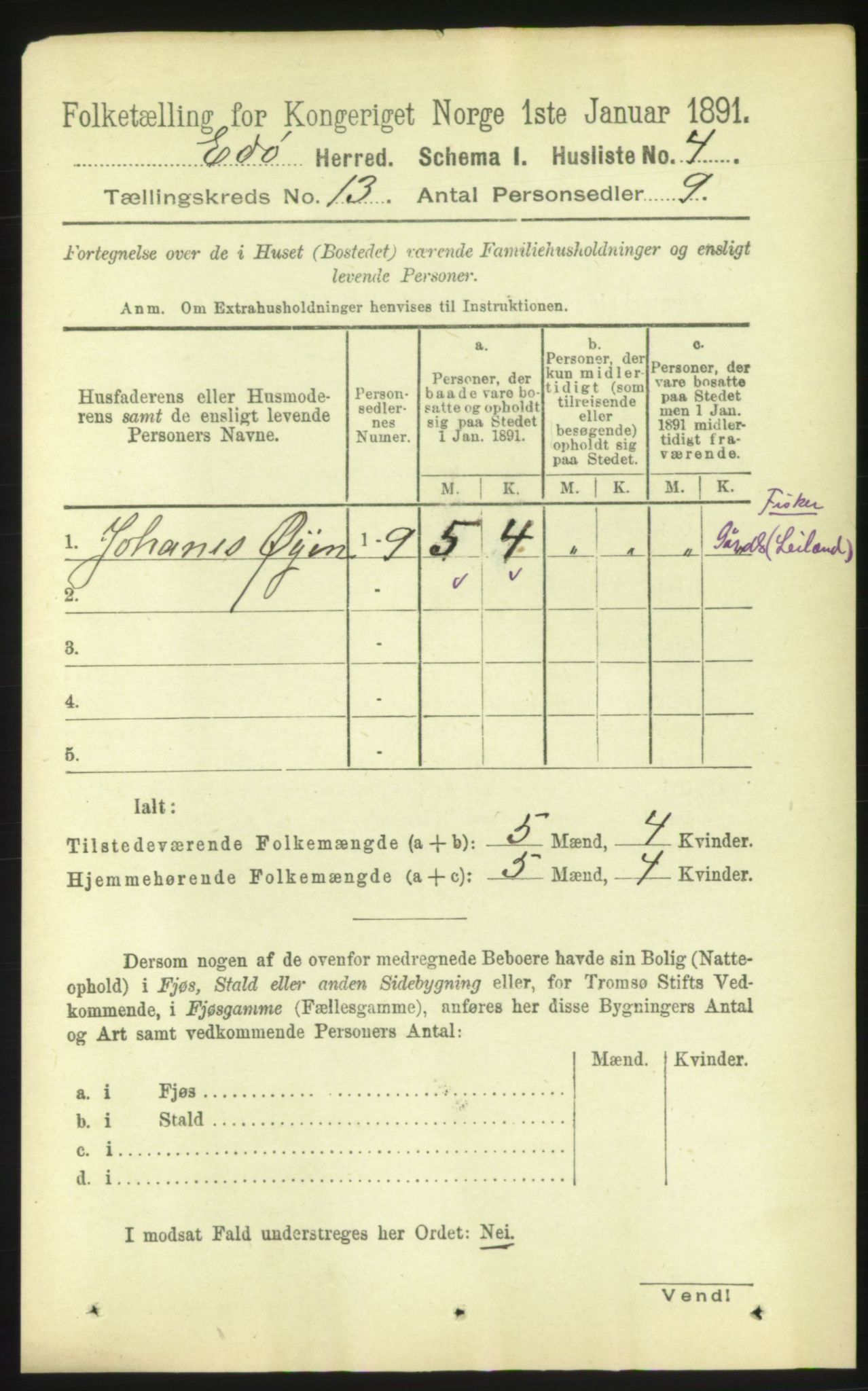 RA, 1891 census for 1573 Edøy, 1891, p. 3645