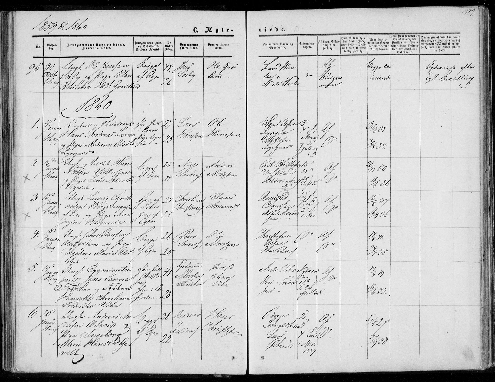 Eiker kirkebøker, AV/SAKO-A-4/F/Fa/L0015b: Parish register (official) no. I 15B, 1854-1860, p. 389