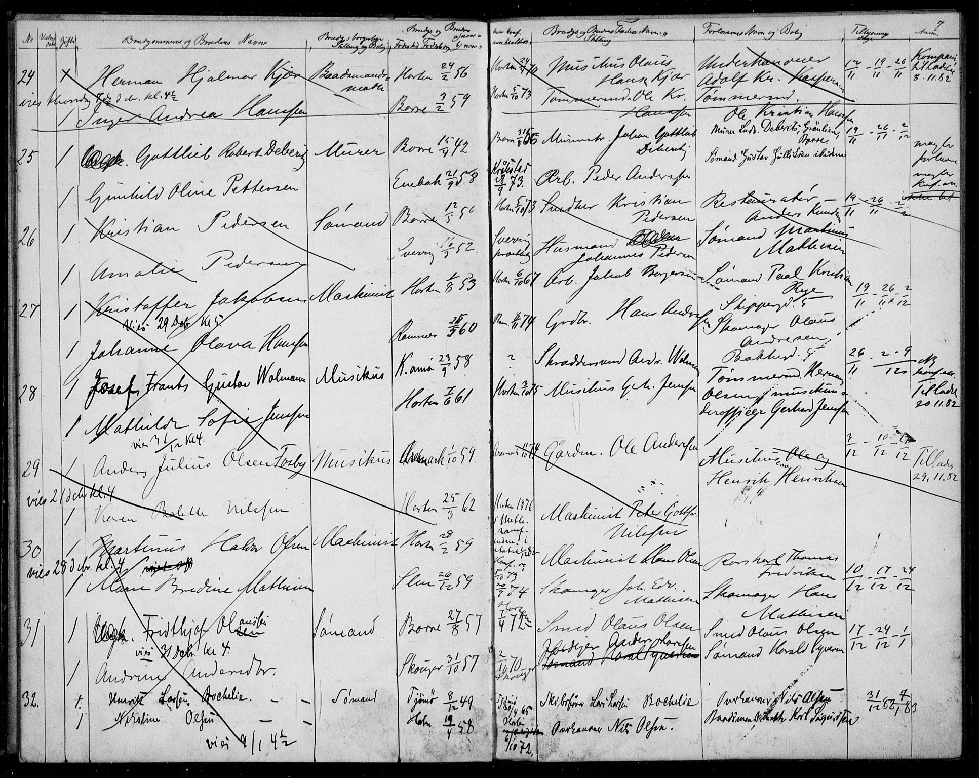 Horten kirkebøker, AV/SAKO-A-348/H/Ha/L0002: Banns register no. 2, 1881-1891, p. 7