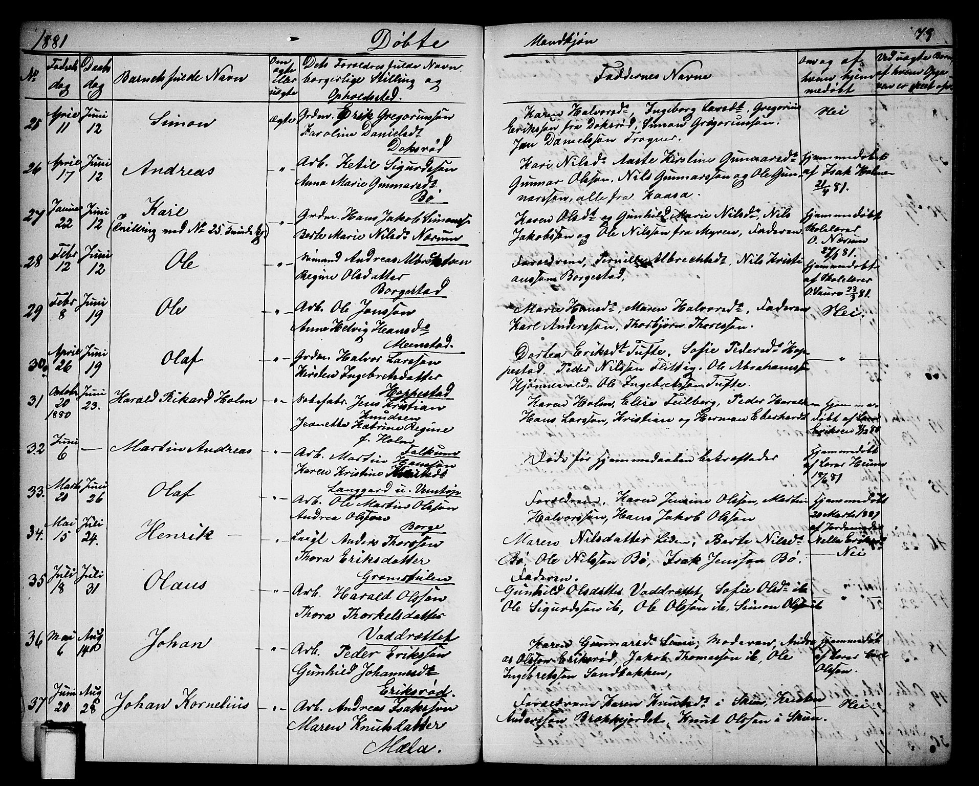 Gjerpen kirkebøker, SAKO/A-265/G/Ga/L0001: Parish register (copy) no. I 1, 1864-1882, p. 79