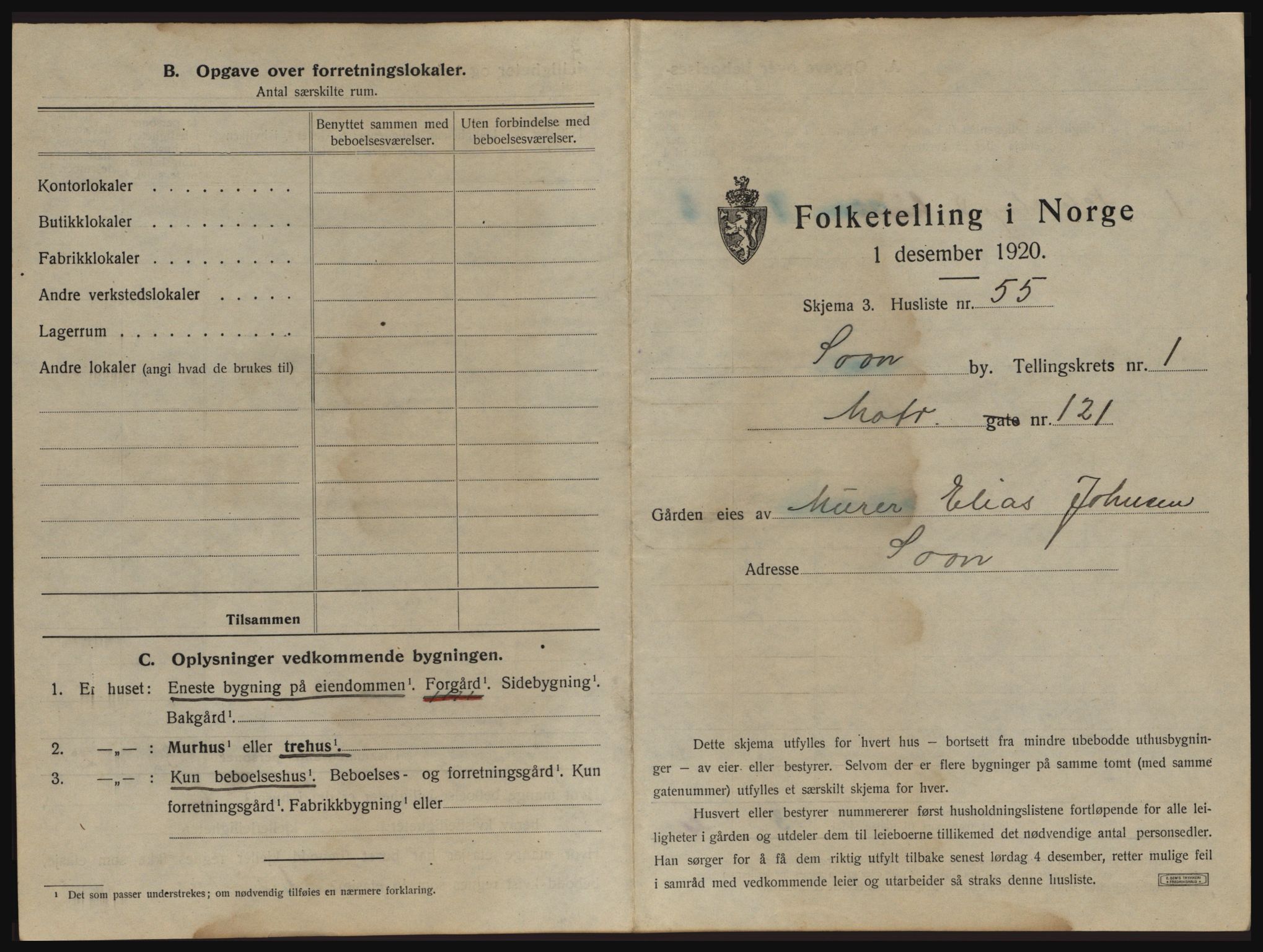 SAO, 1920 census for Son, 1920, p. 122