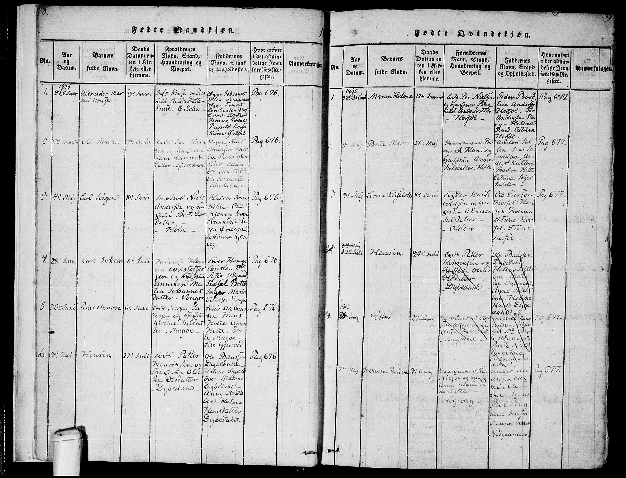 Hvaler prestekontor Kirkebøker, SAO/A-2001/F/Fa/L0005: Parish register (official) no. I 5, 1816-1845, p. 8-9