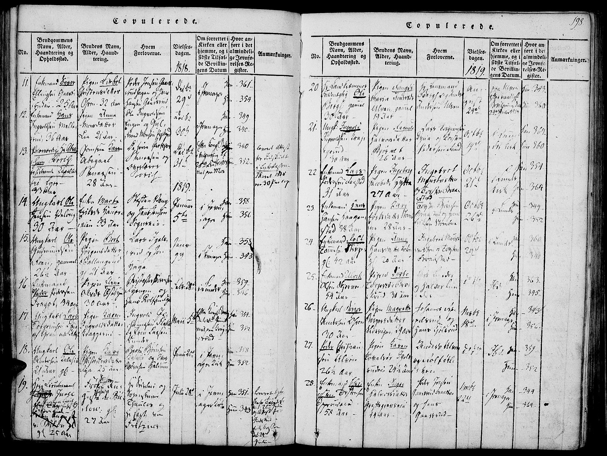 Jevnaker prestekontor, SAH/PREST-116/H/Ha/Haa/L0005: Parish register (official) no. 5, 1815-1837, p. 198