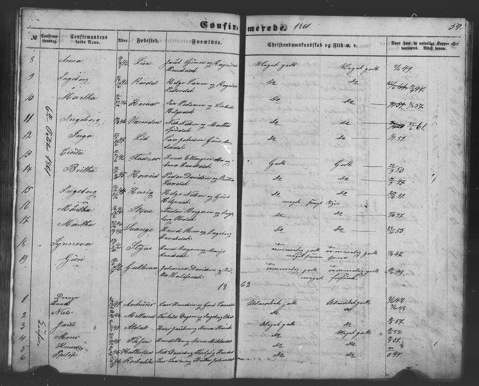 Evanger sokneprestembete, SAB/A-99924: Parish register (copy) no. A 1, 1855-1864, p. 59