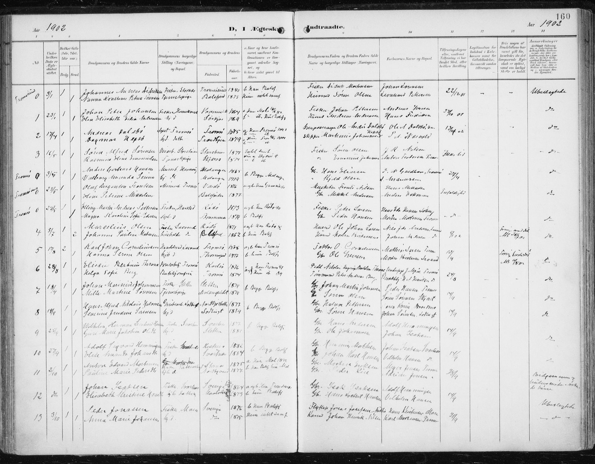Balsfjord sokneprestembete, AV/SATØ-S-1303/G/Gaa/L0006kirke: Parish register (official) no. 6, 1897-1909, p. 160