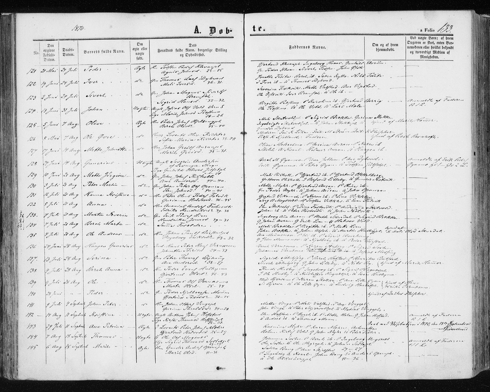 Ministerialprotokoller, klokkerbøker og fødselsregistre - Nord-Trøndelag, SAT/A-1458/709/L0075: Parish register (official) no. 709A15, 1859-1870, p. 133