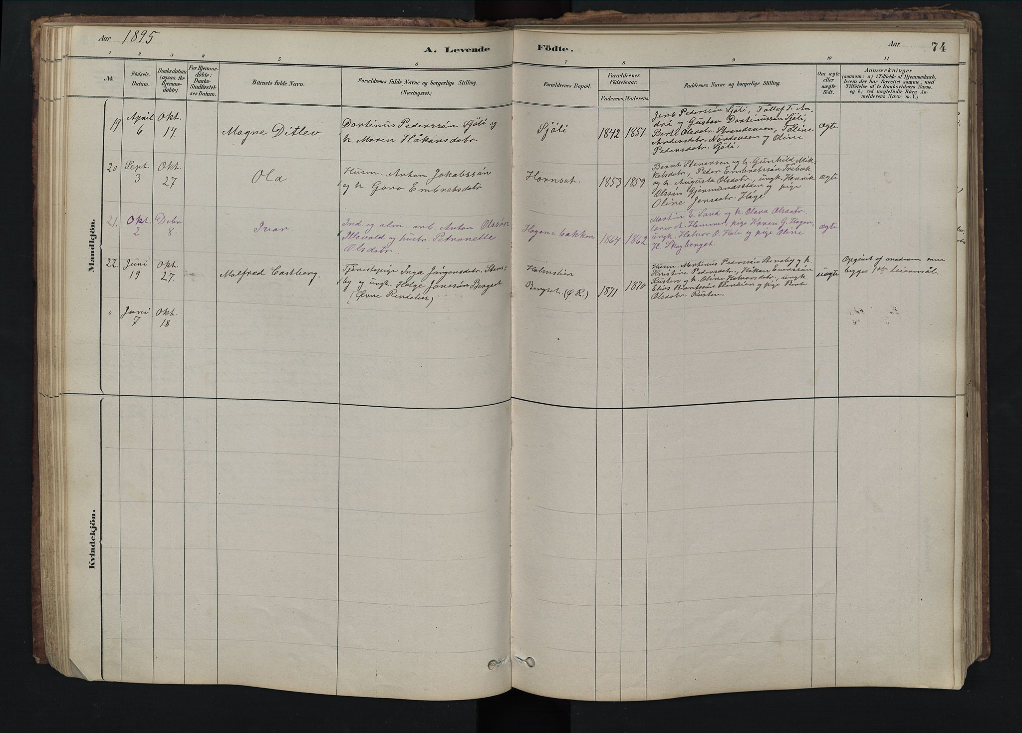 Rendalen prestekontor, SAH/PREST-054/H/Ha/Hab/L0009: Parish register (copy) no. 9, 1879-1902, p. 74